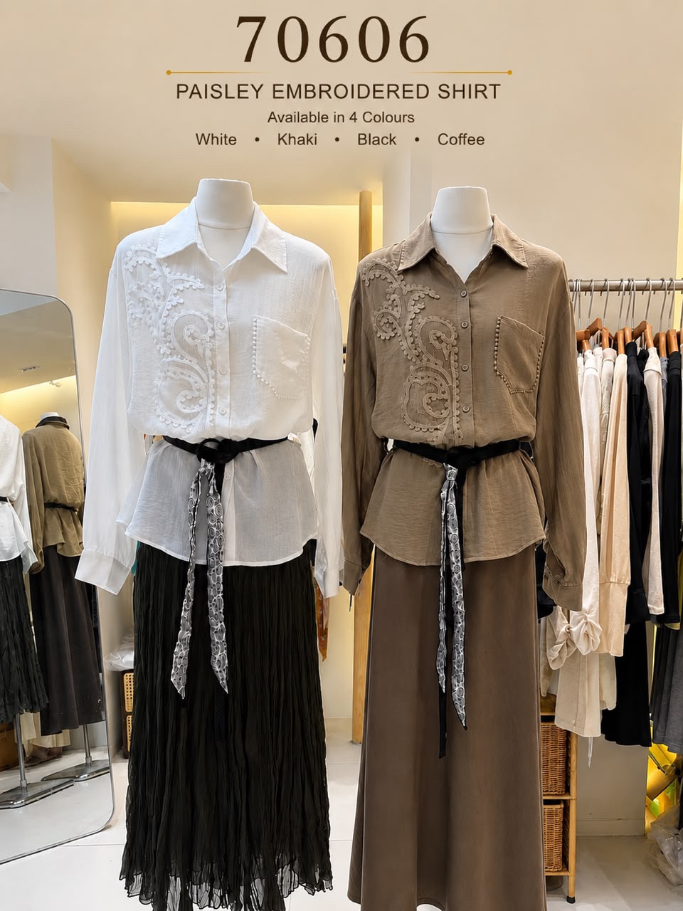 GZ July Stream #3: (PO) 70606 Paisley Embroidered Shirt (M Size: B58cm; L65cm, L Size: B60cm; L67cm)