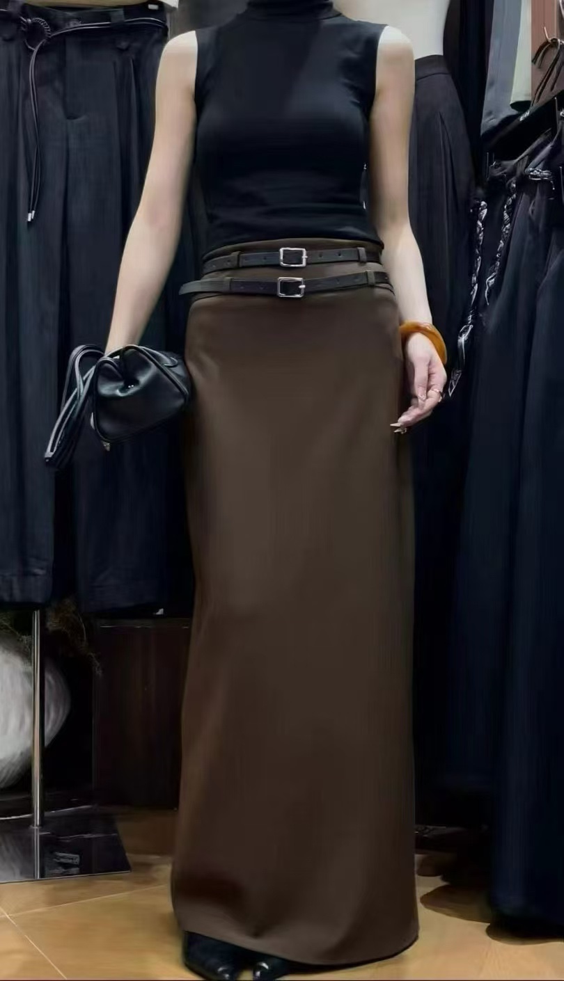 GZ July Stream #susan: (PO) 16653 Double Belt Maxi Skirt