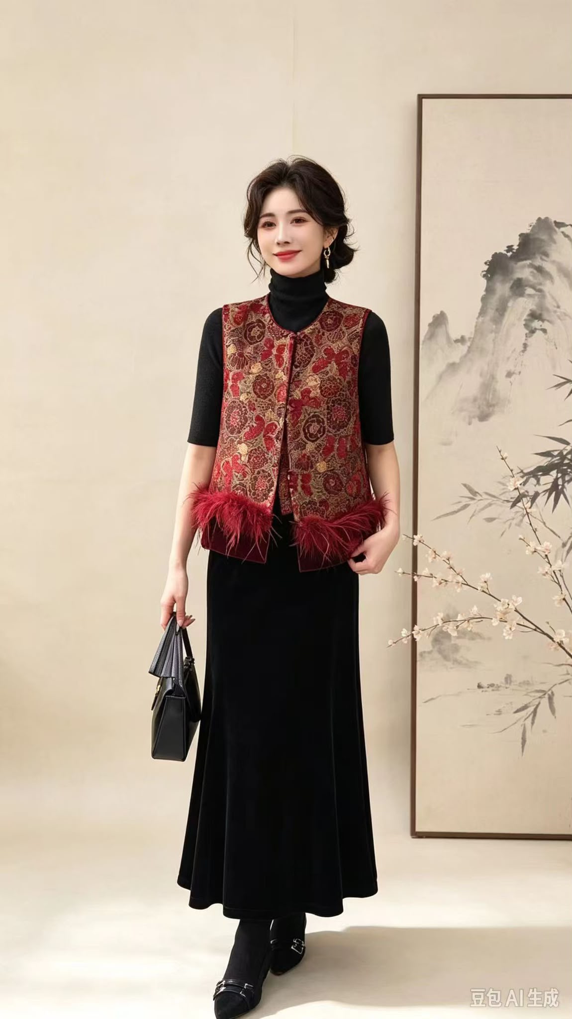 HZ Oct Stream #3: (PO) 6913 Regalia Oriental w Detachable Feather Vest (XL: B49cm,L56cm | 2XL: B51cm,L57cm | 3XL: B53cm,L57cm | 4XL: B55cm, L58cm)