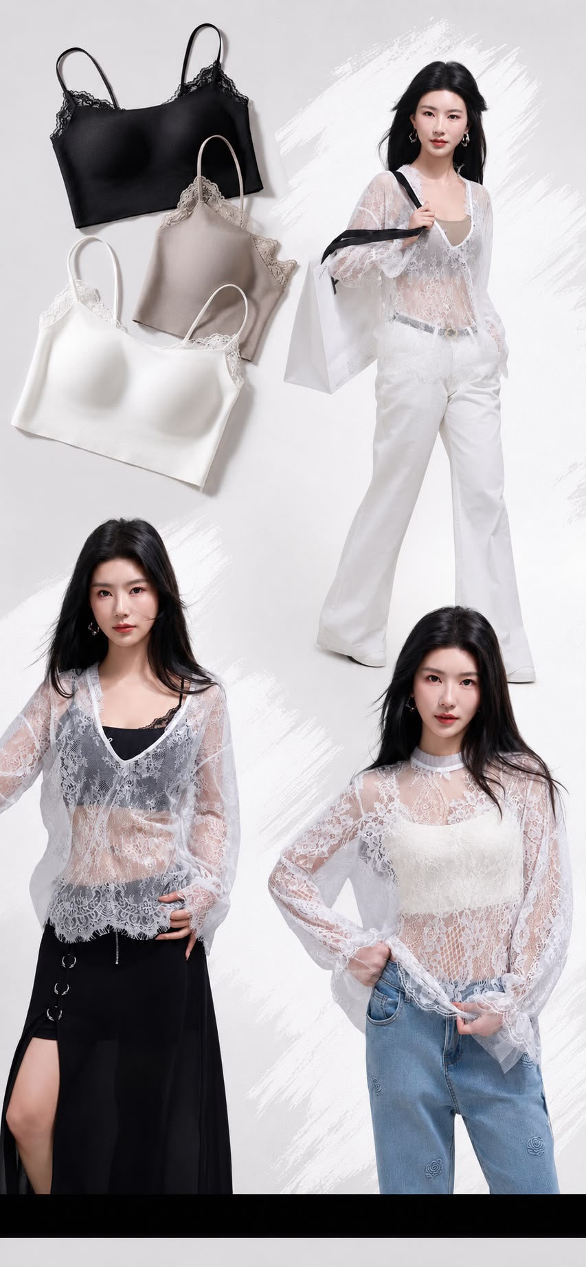 HZ July Stream #6: (PO) 8111 Delicate Laced Bralette (M Size: B 32-40cm; L Size: B 34-46cm; XL Size: B 36-50cm)