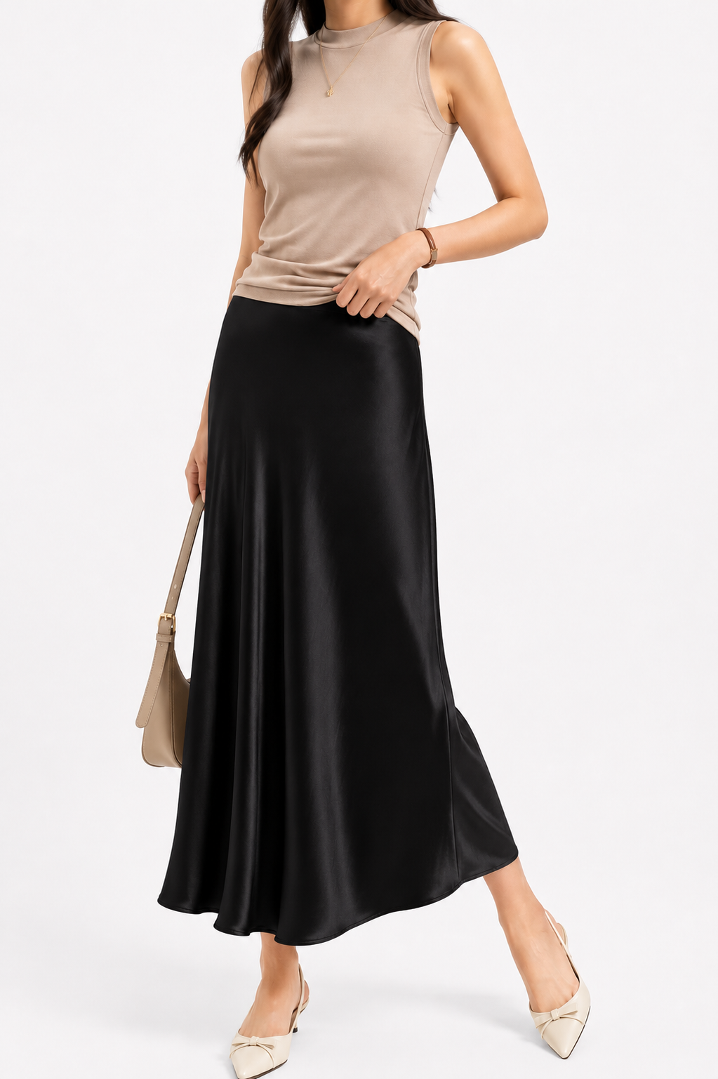 GZ July Stream #3: (PO) 89105 Satin Slip Skirt (M Size: UW36-41cm; L93cm, L Size: UW38-43cm; L95cm)