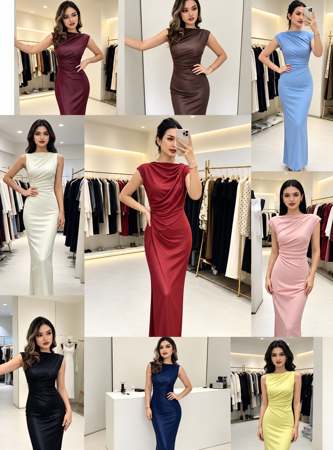 GZ Oct Stream #18: (PO) 6709 Vivienne Draped Maxi Dress (L Size B:40-52cm H:40-55cm, L137cm, XL Size B:42-54cm H42-57cm, L137cm, 2XL Size B:44-56cm H44-59cm, L138cm)