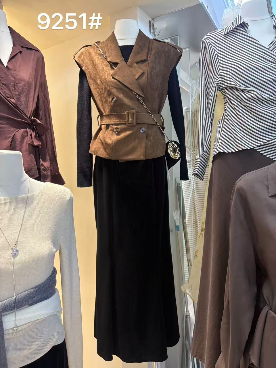 GZ July Stream #3: (PO) 9251 Cropped Waistcoat with Belt (M Size: B47cm; L55cm, L Size: B49cm; L57cm)