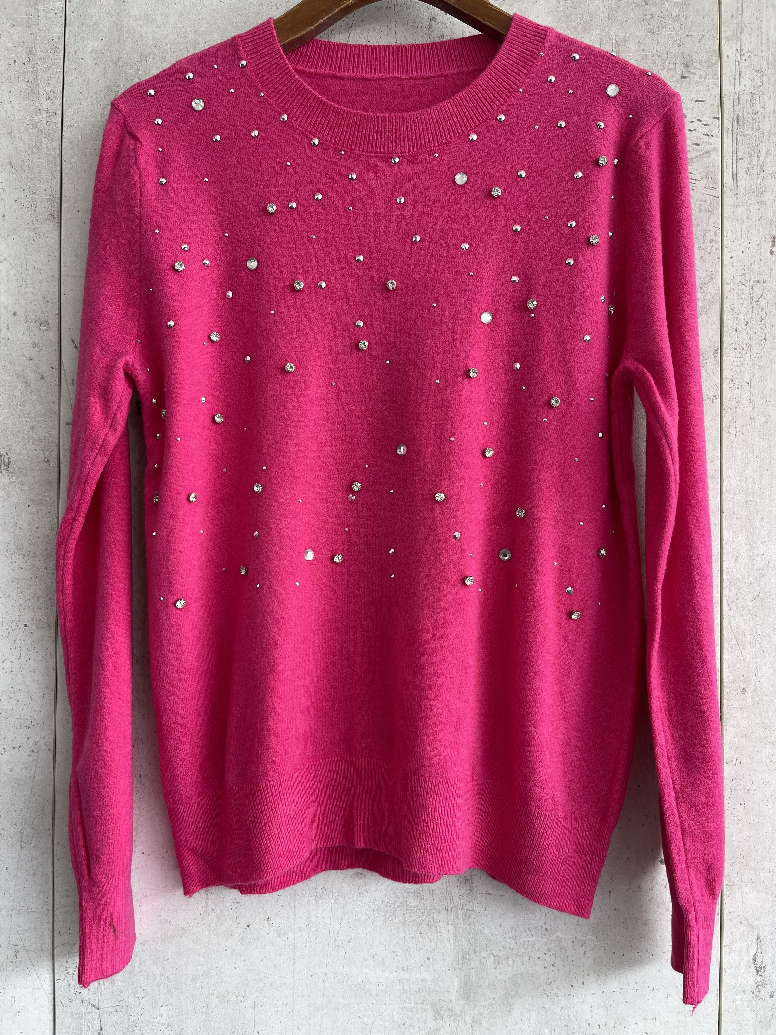 2250 Harriet Long Sleeved Knit Top W Mixed Rhinestones (B 42-53cm; L 54cm)