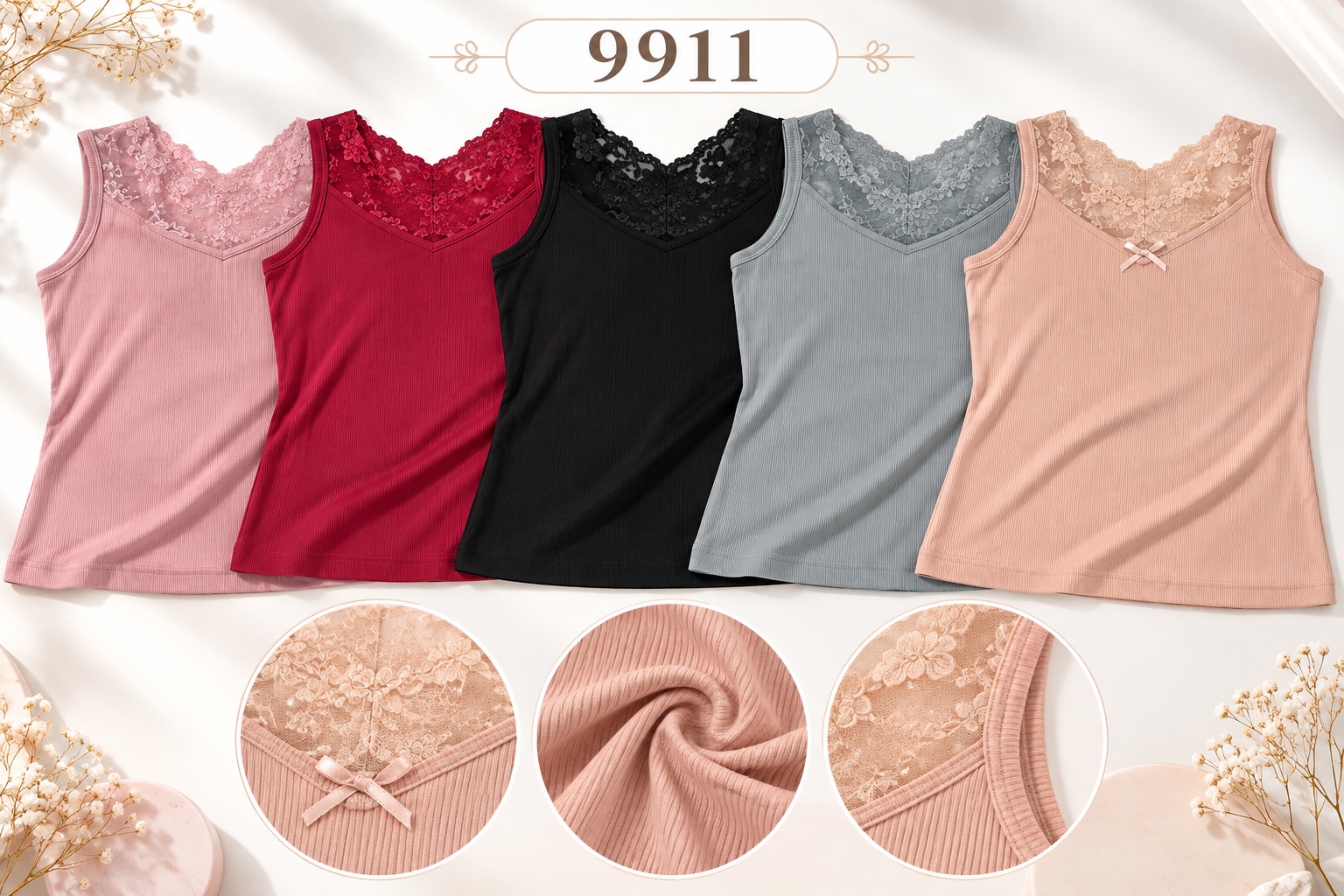 GZ Oct Stream #26: (PO) 9911 Soft Rib Lace Cami (XL Size: B50-60 | L60)