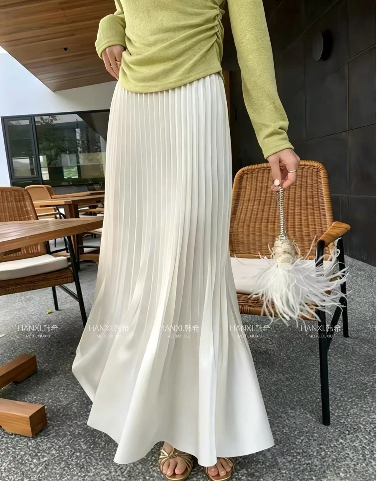 GZ Oct Stream #8: (PO) 96210 Satin Pleated Maxi Skirt