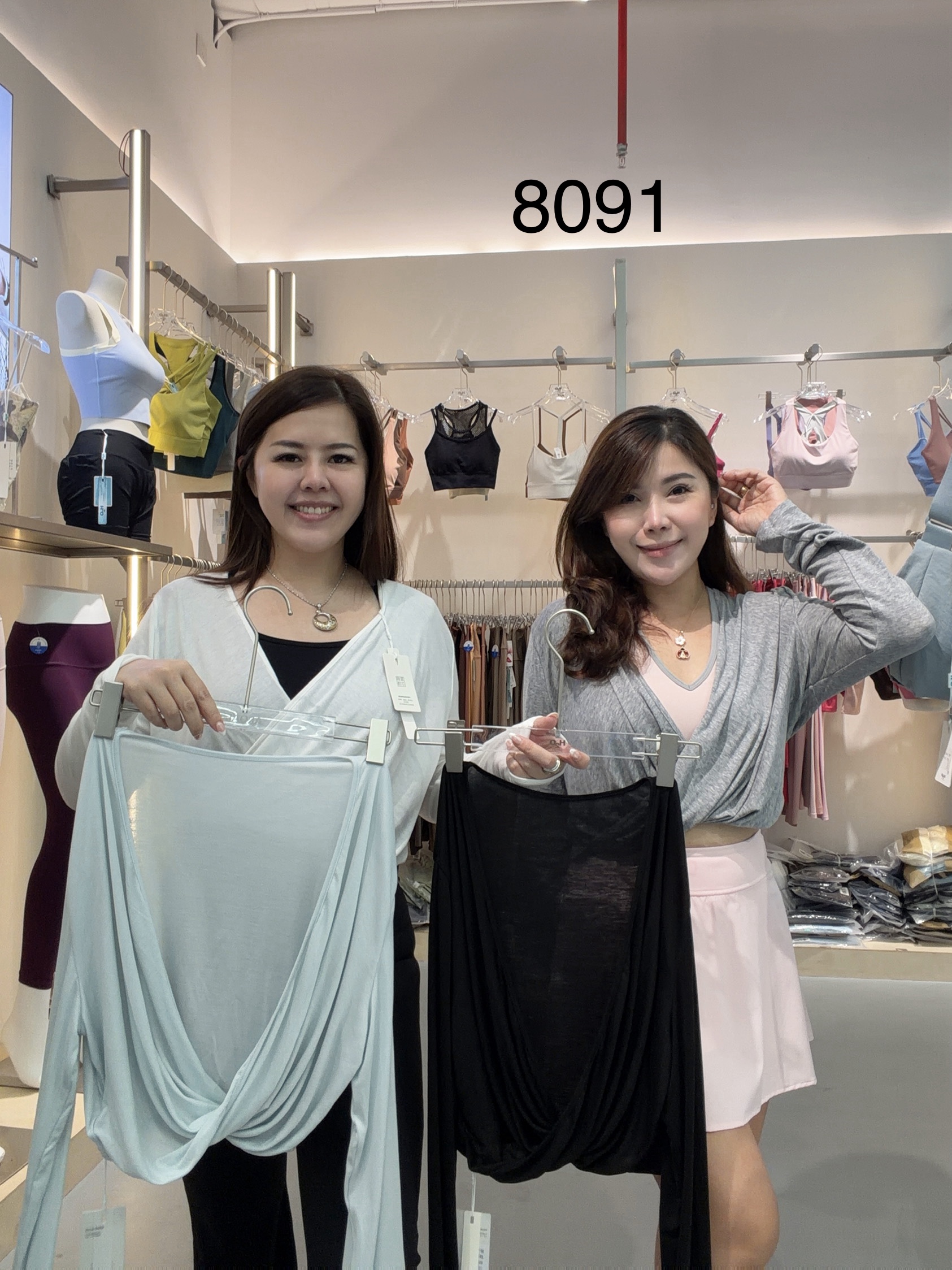 GZ July Stream #11: (PO) 8091 Cross Wrap Long Sleeve Cover-Up (S Size: B 49cm; L 39cm, M Size: B 51cm; L 40cm, L Size: B 53cm; L 41cm, XL Size: B 55cm; L 42cm)