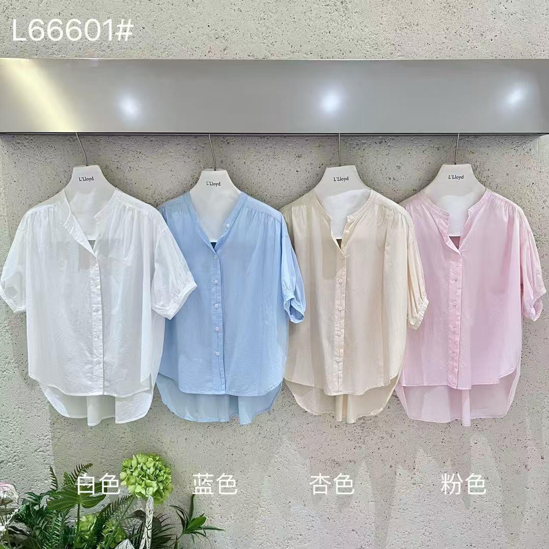 GZ May Stream #19: (PO) L66601 Short Sleeve Loose Fit Blouse w Mandarin Collar