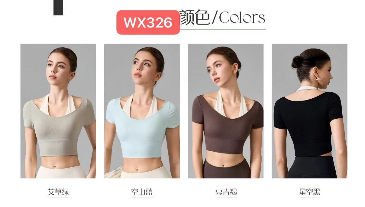 GZ May Stream #15: (PO) WX326 Slim Fit Cropped Yoga Top (S Size: B 35cm; L 35cm, M Size: B 37cm; L 36cm, L Size: B 39cm; L 37cm, XL Size: B 41cm; L 38cm)