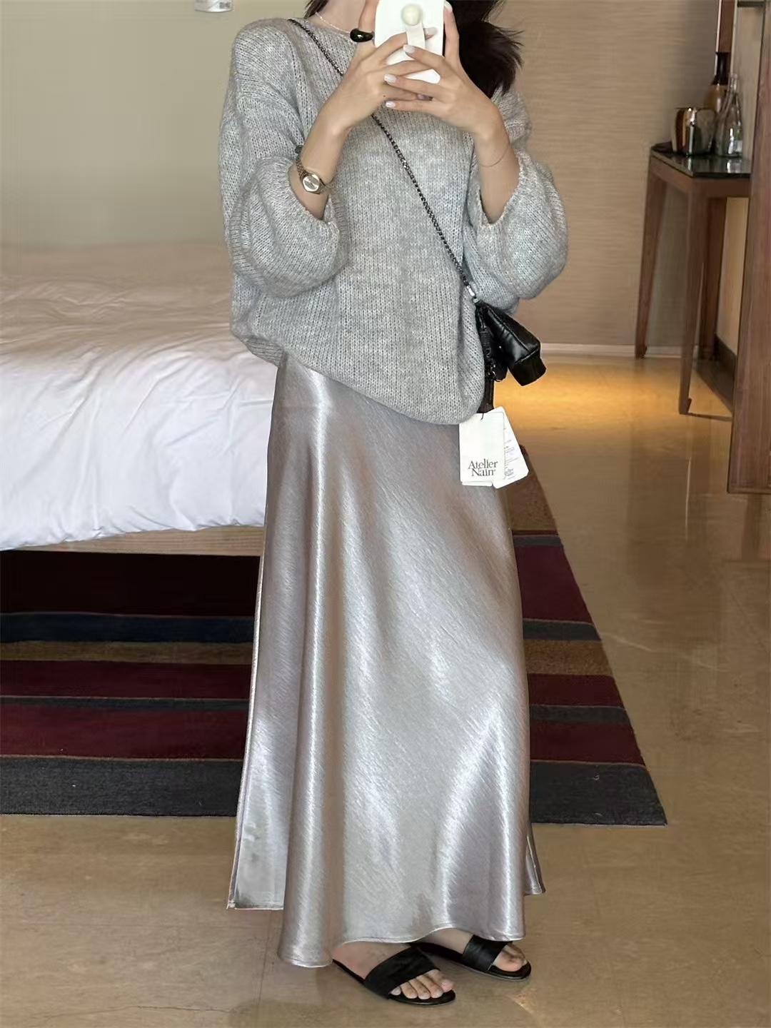 GZ May Stream #14: (PO) 9009 Maxi Satin Skirt (S: UW32-35cm H50cm L100cm, M: UW34-37cm H52cm L100cm, L: UW36-39cm H54cm L100cm,  XL: UW38-41cm H56cm L100cm)