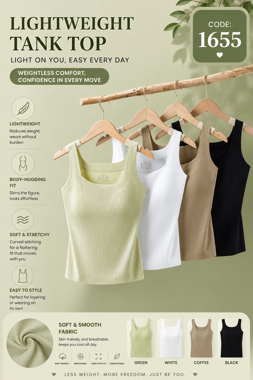GZ July Stream #20: (PO) 1655 ComfortFlex Cami (L Size: B 33-38cm; L 35cm, XL Size: B 36-41cm; L 36cm, 2XL Size: B 39-44cm; L 37cm, 3XL Size: B 42-47cm; L 38cm, 4XL Size: B 45-52cm; L 39cm)