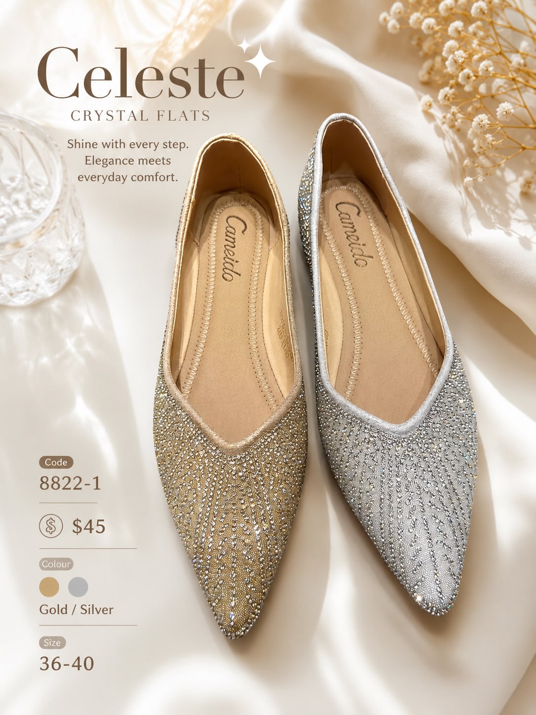 GZ July Stream #16: (PO) 8822-1 Celeste Sparkling Crystal Flats
