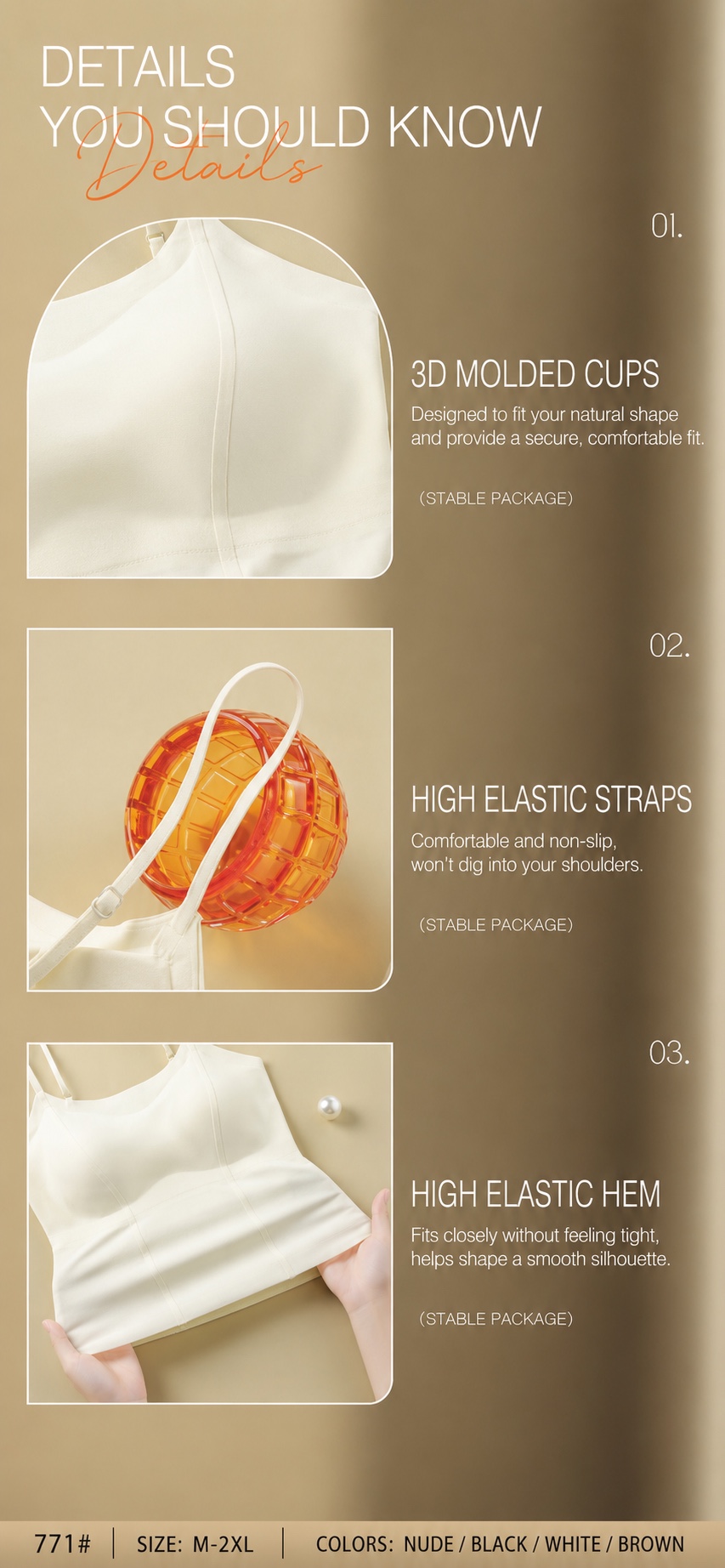 HZ May Stream #1: (PO) 771 Padded Top (Any 3 10%) (MSize:B35-45cm,L45cm; LSize:B37-47cm,L46cm; XLSize:B39-49cm,L47cm; XXLSize:B41-52cm, L48cm)