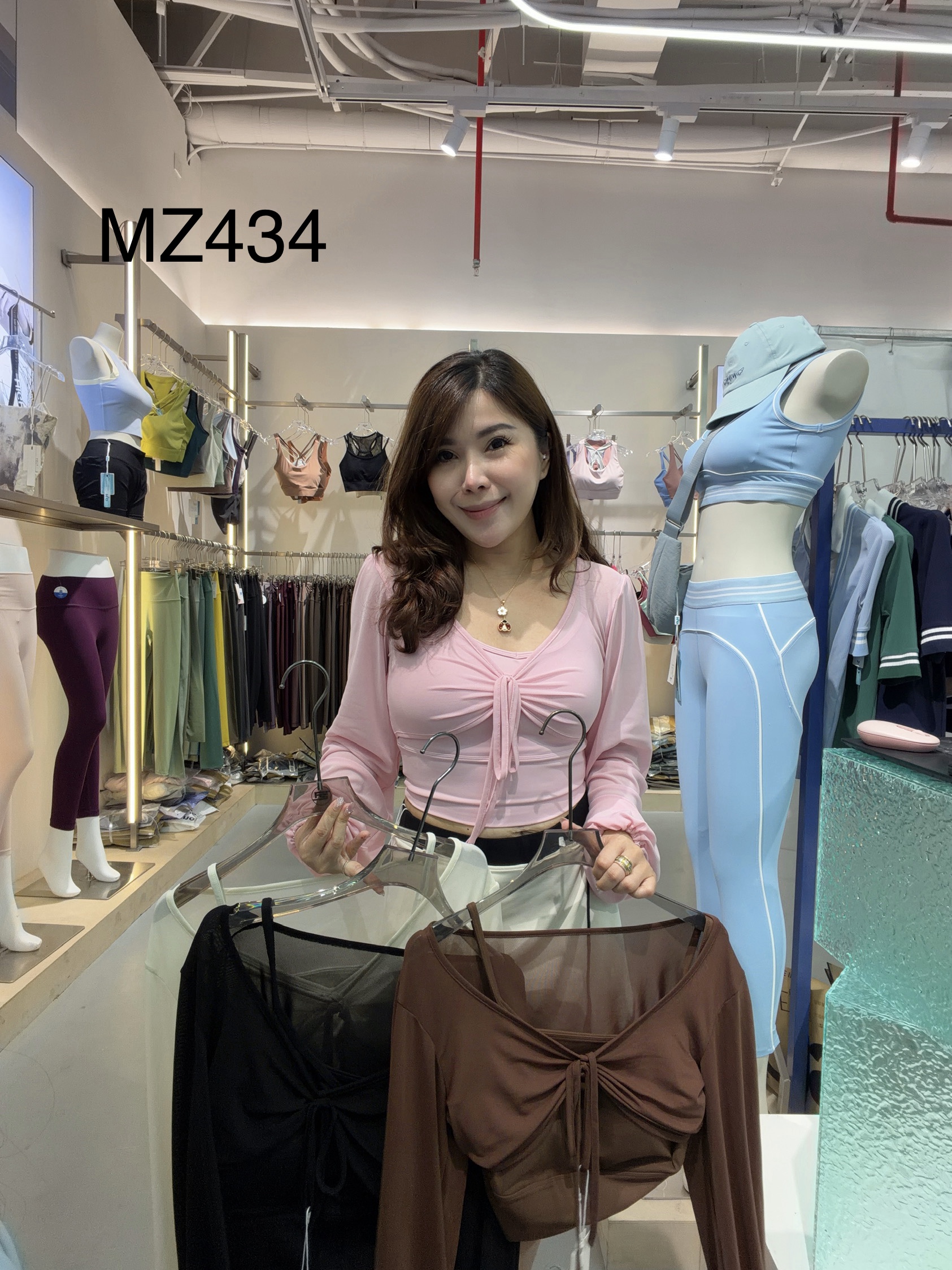 GZ July Stream #11: (PO) MZ434 Long Sleeved Tie-Front Crop Top (S Size: B 34cm; L 38cm, M Size: B 36cm; L 39cm, L Size: B 38cm; L 40cm, XL Size: B 40cm; L 41cm)