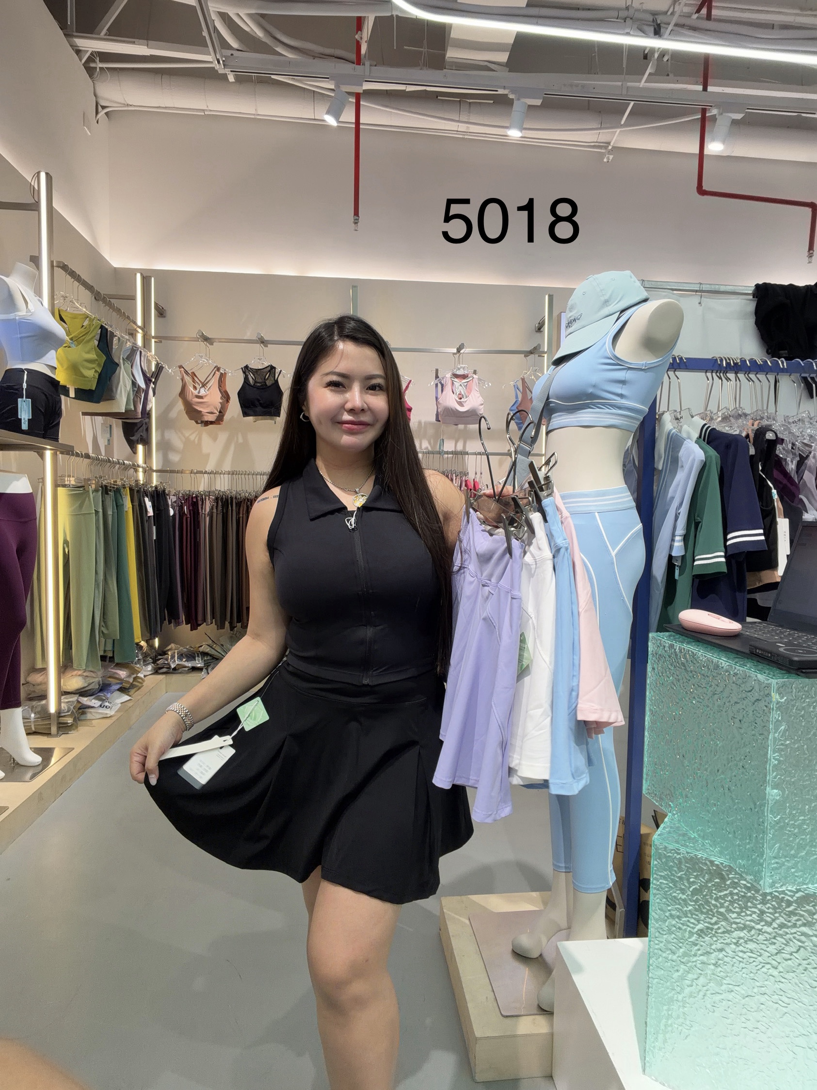 GZ July Stream #11: (PO) 5018 High-Waist Pleated Sports Skirt (S Size: UW 29cm; H 37cm; L 35cm, M Size: UW 31cm; H 39cm; L 36cm, L Size: UW 33cm; H 41cm; L 37cm, XL Size: UW 35cm; H 43cm; L 38cm)