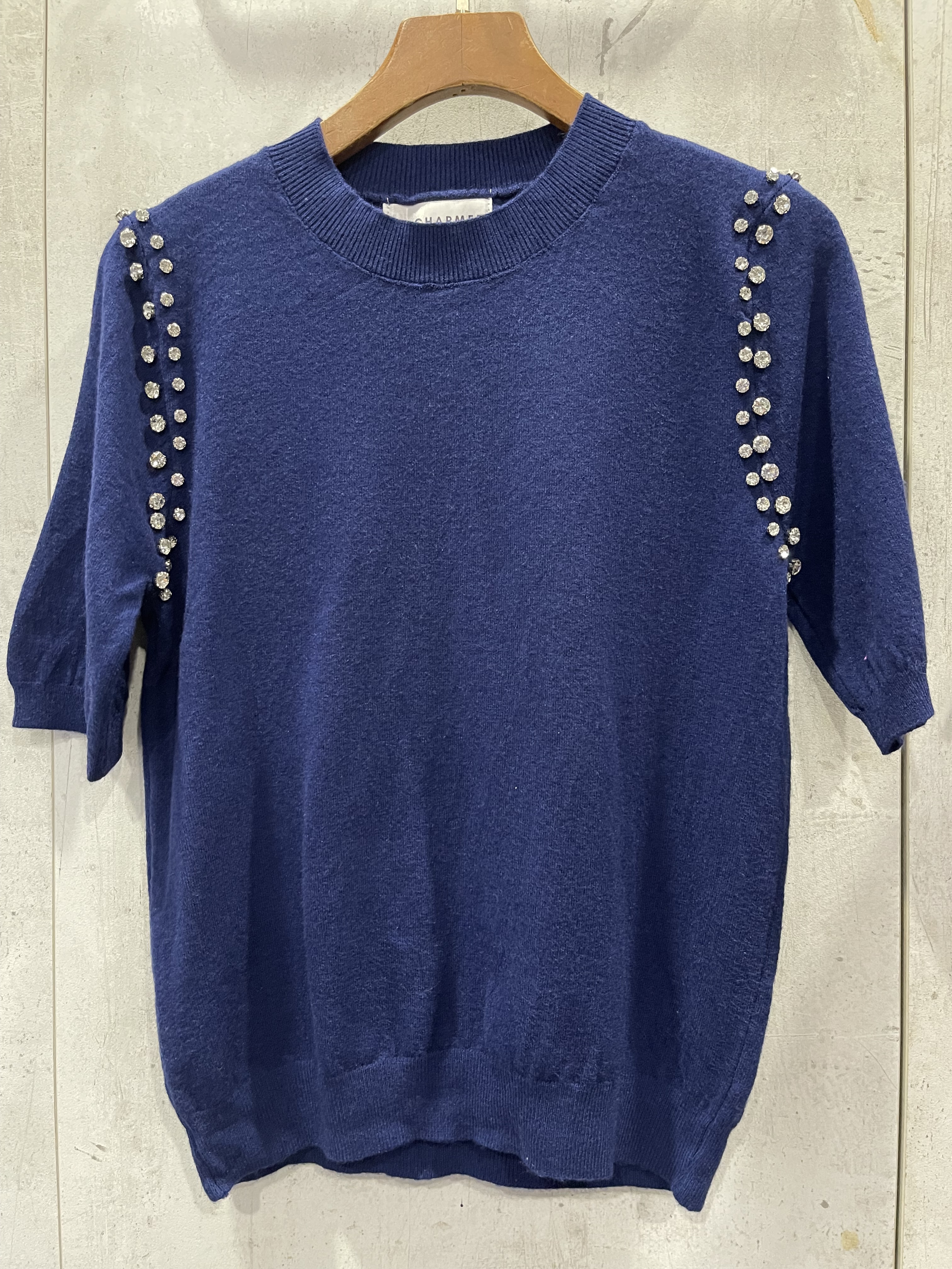 2244 Mirabel Mid Sleeve Knit Top W Rhinestones (B 41-52cm; L 53cm)