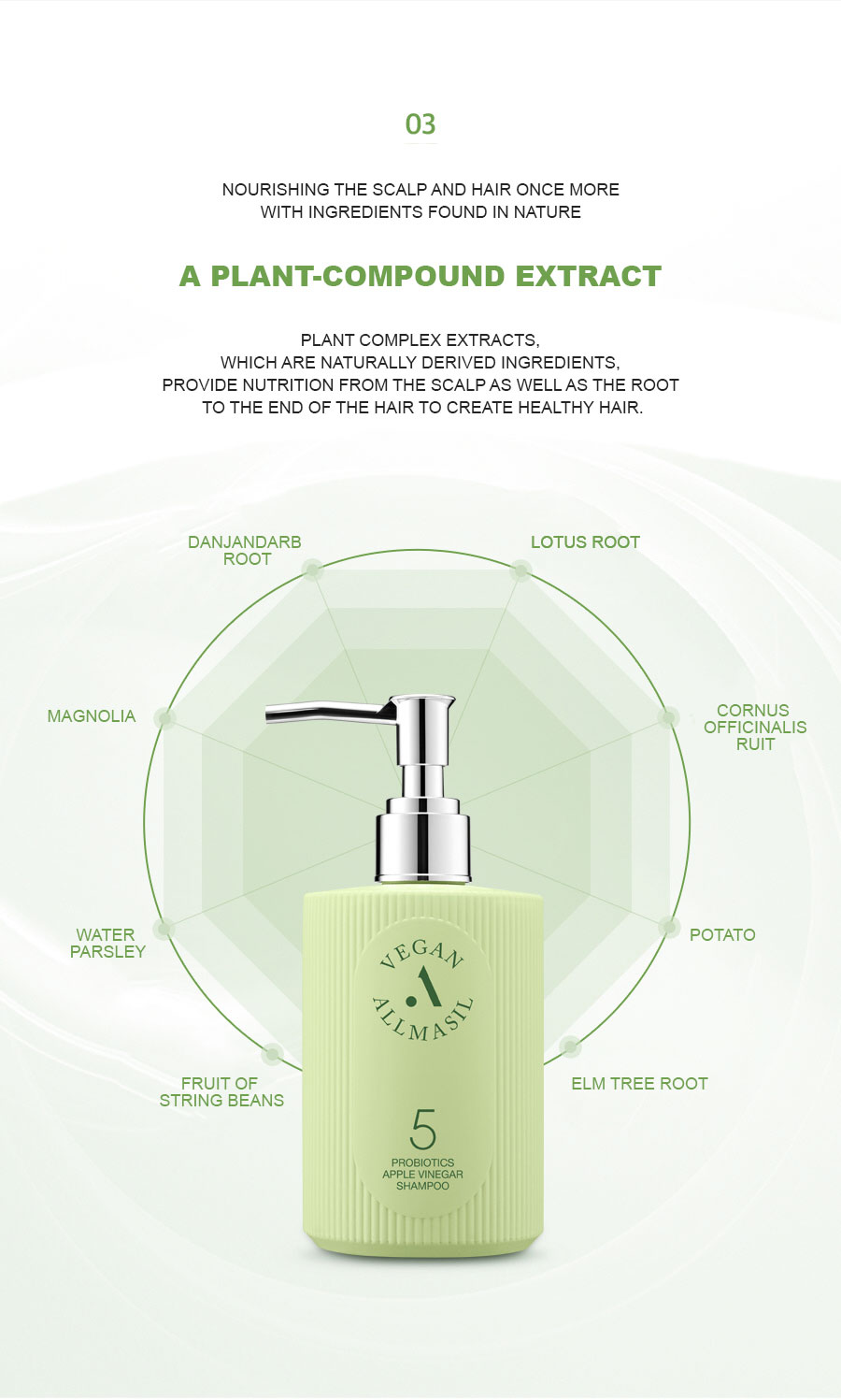 ALLMASIL: 5 Probiotic Apple Vinegar Shampoo