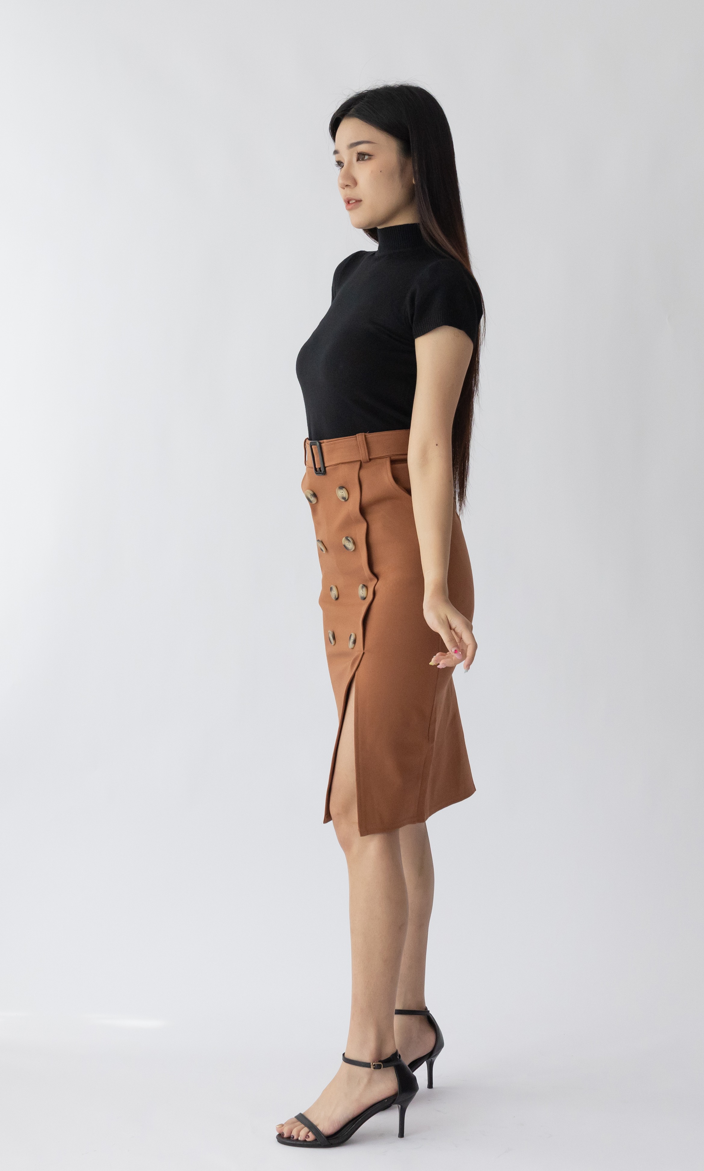 2422 Madara Midi Skirt W Non Functioning Buttons & Belts (UW 36-48cm; H 41-52cm; L 67cm)