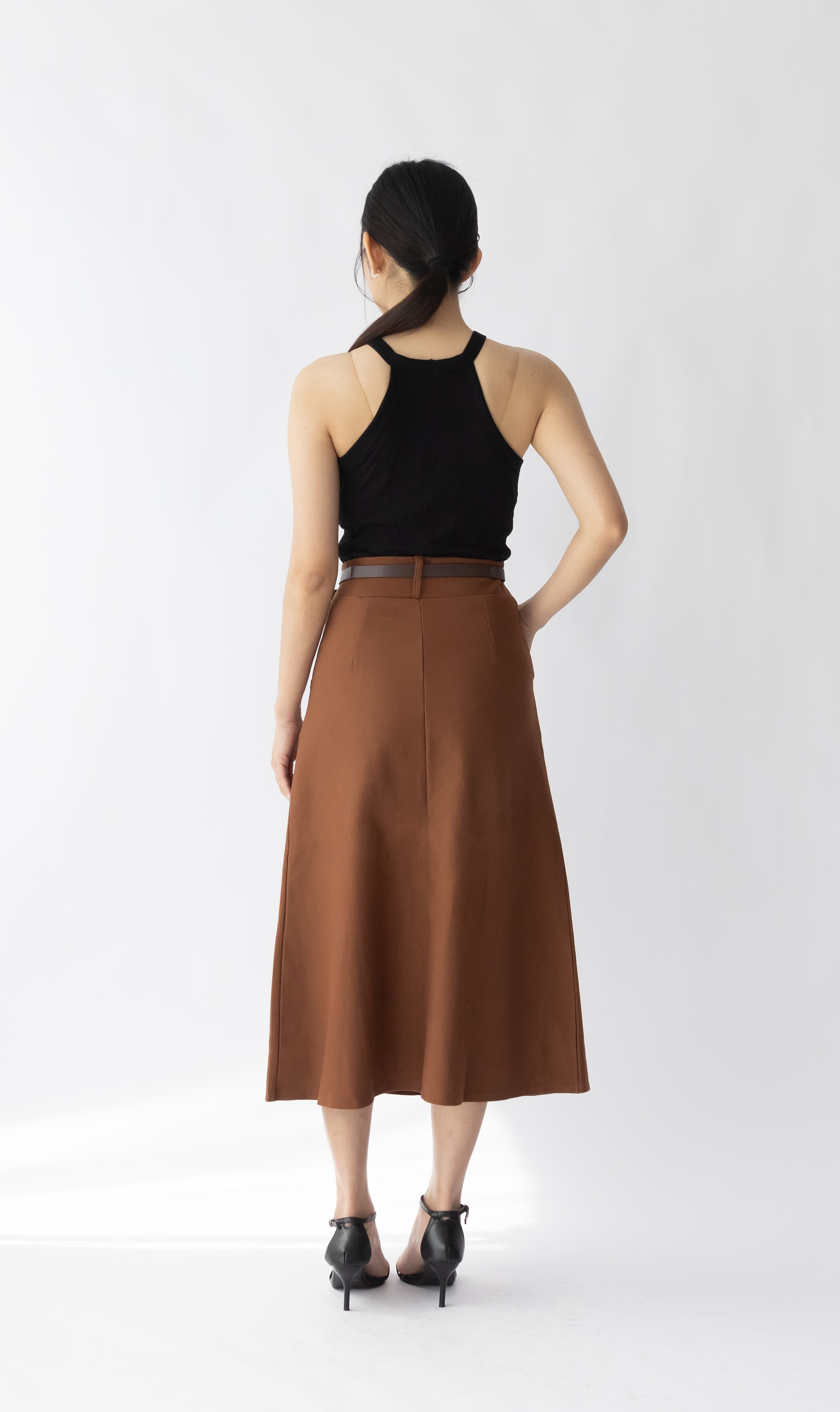018 Aldora A-Line Skirt w Pockets & Belt (UW 34-50cm; H 42-60cm; L 79cm)