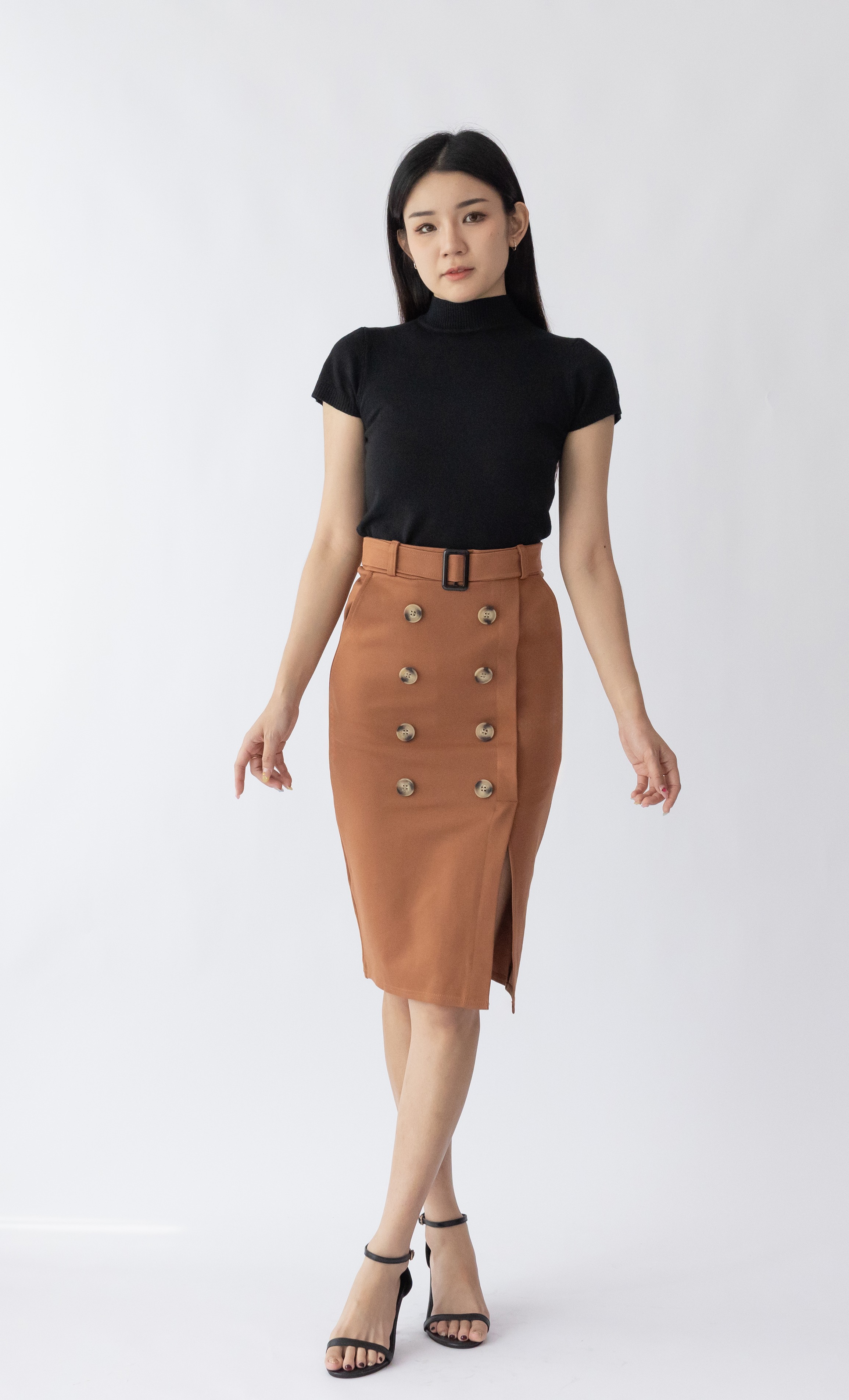 2422 Madara Midi Skirt W Non Functioning Buttons & Belts (UW 36-48cm; H 41-52cm; L 67cm)