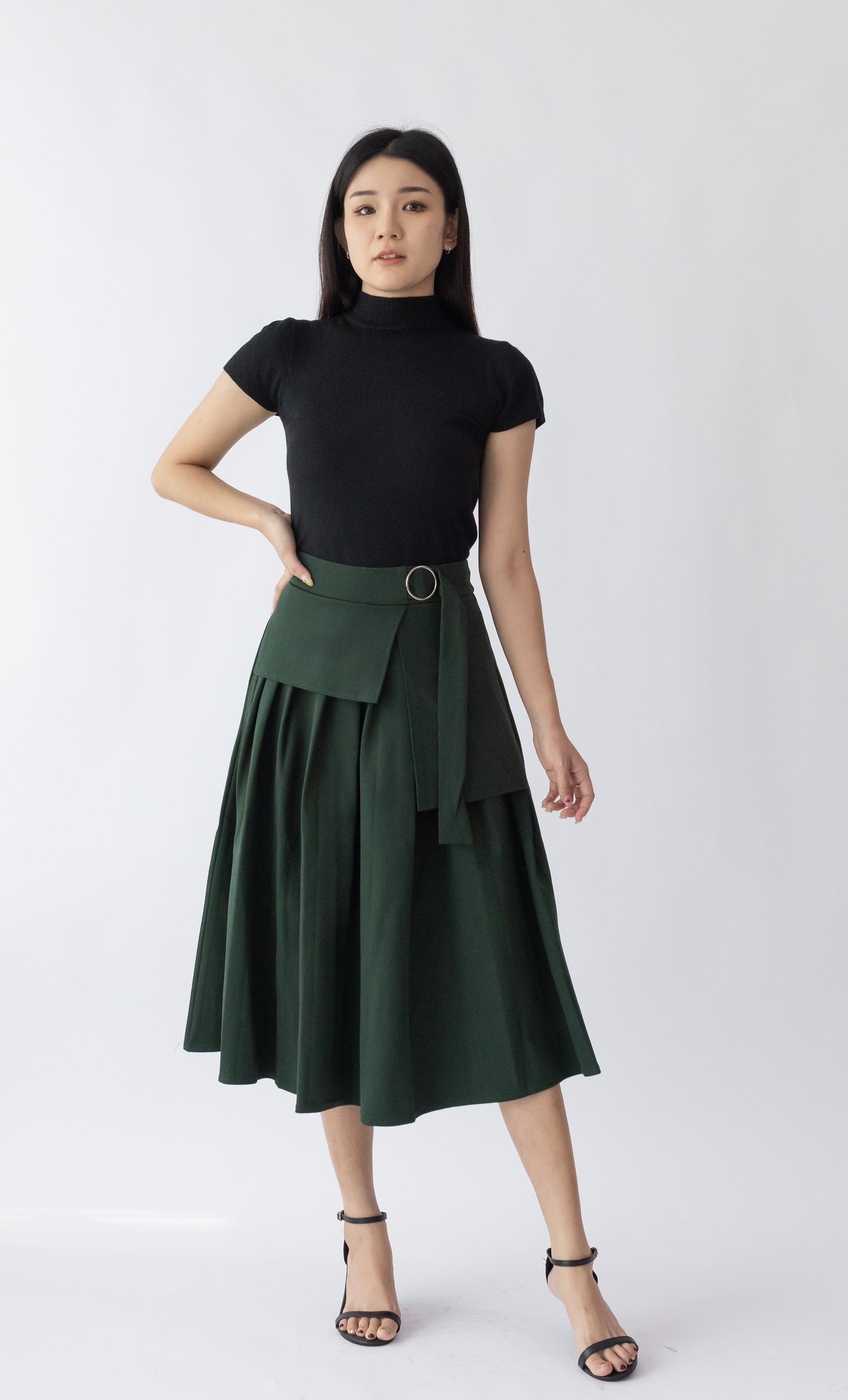 002 Annabelle Pleated A-Line Skirt (UW 37-48cm; H FS; L 74cm)