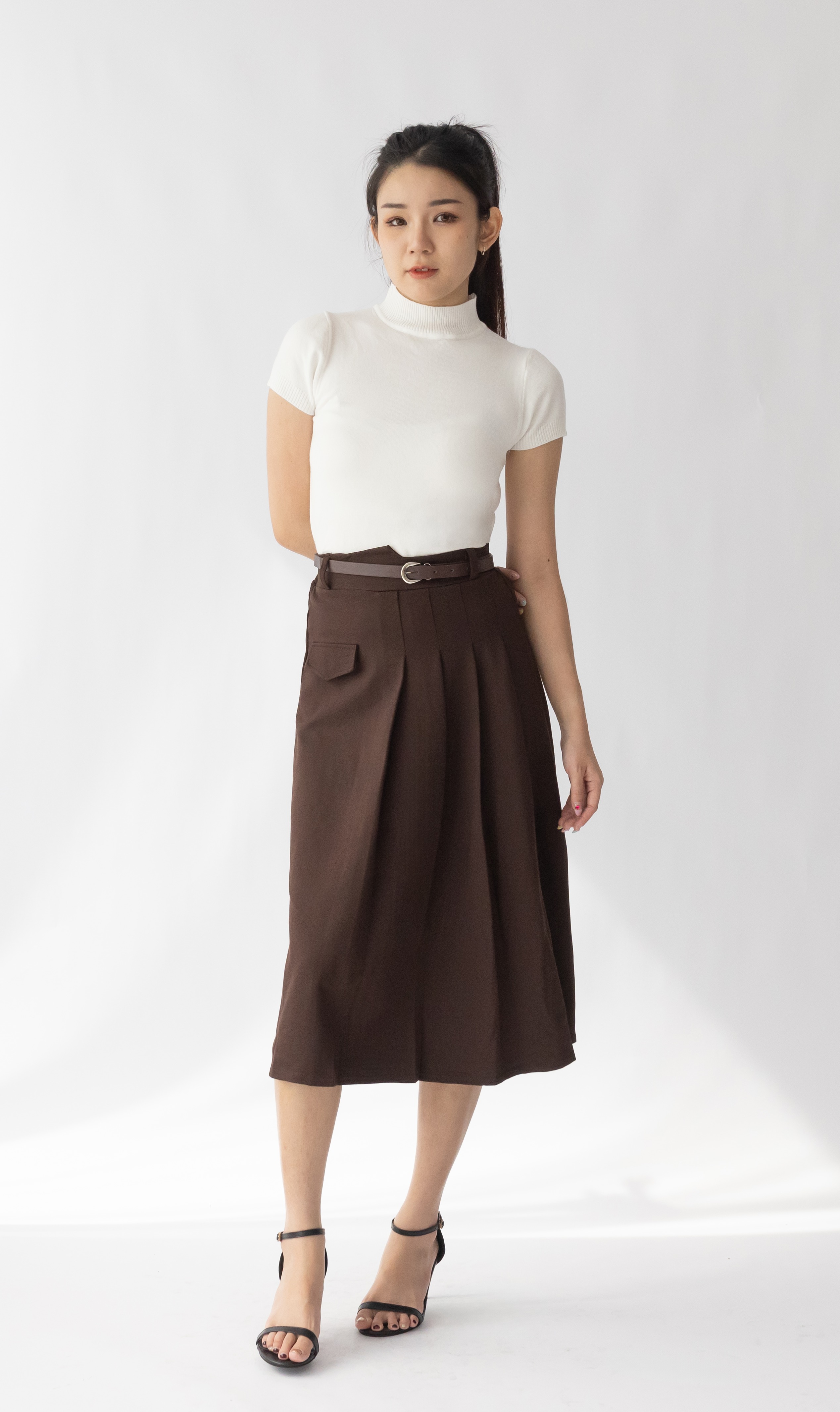 013 Anella A-Line Skirt w Belt (UW 34-47cm; H 49-63cm; L 72cm)