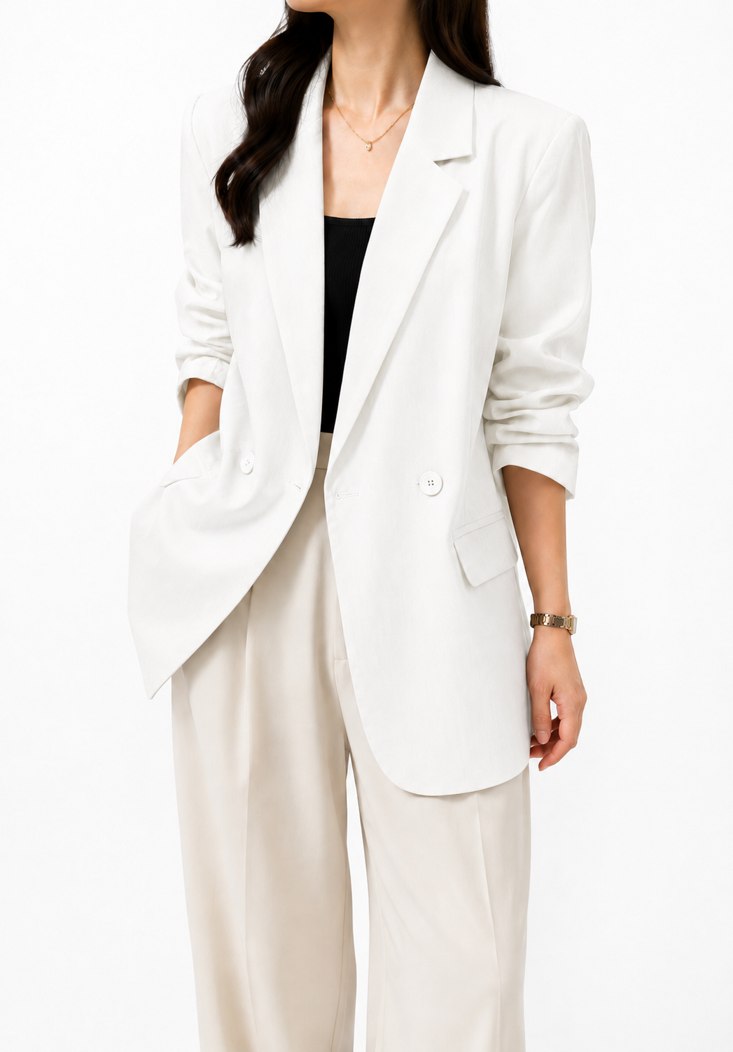 GZ July Stream #00: (PO) 3305 Chic Ruched Sleeves Blazer