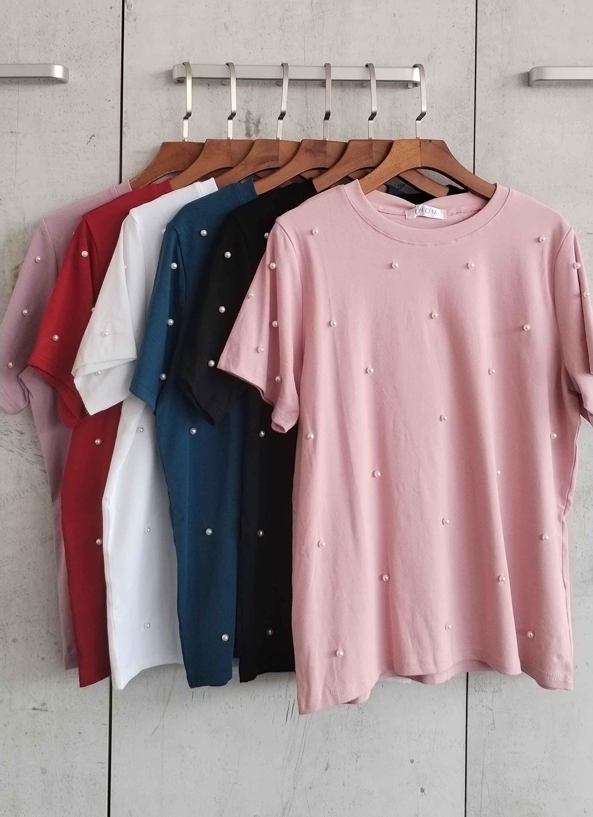 2754 Pochette Pearl-Studded Cotton Top (B 50-53cm; L 60cm)