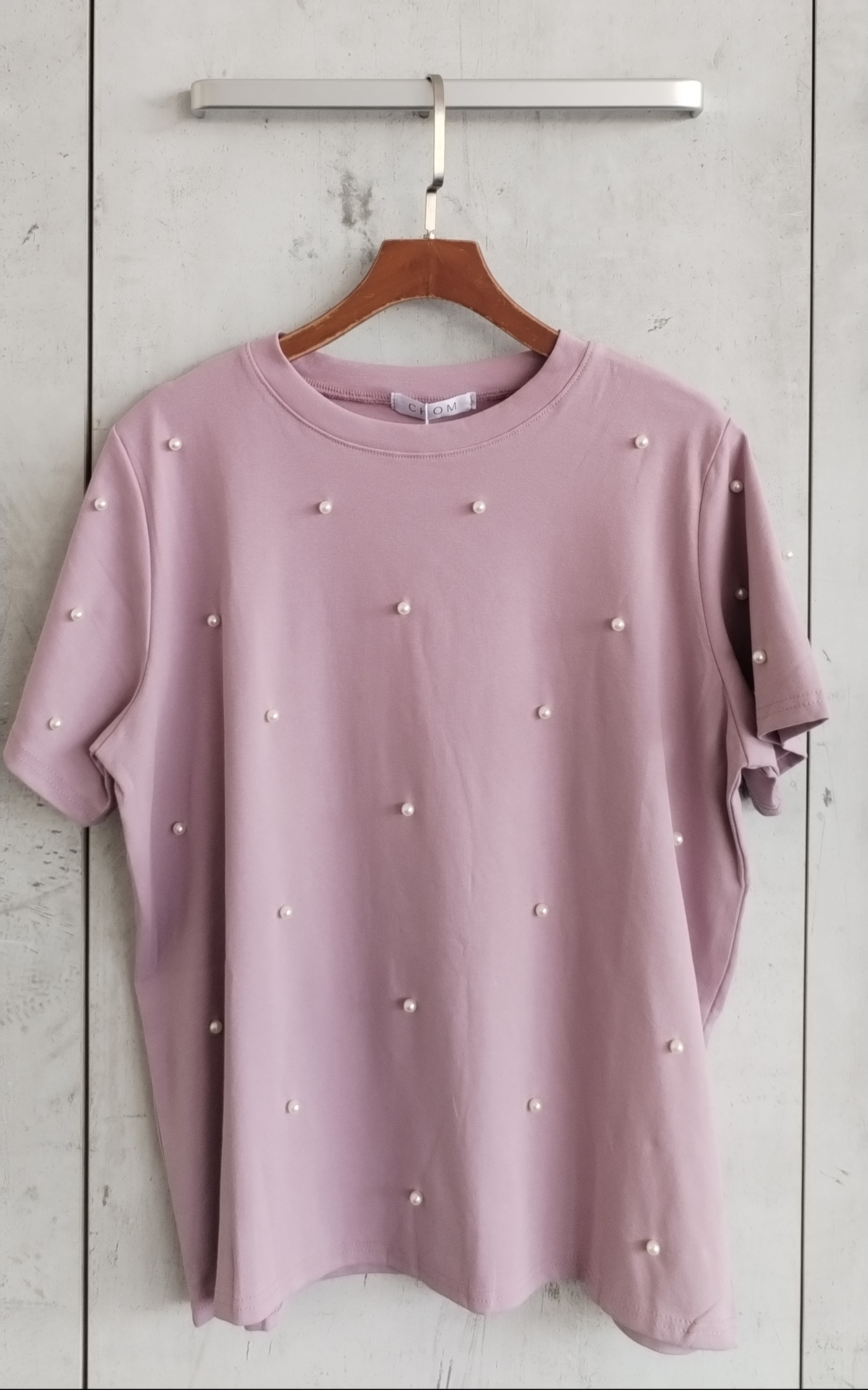 2754 Pochette Pearl-Studded Cotton Top (B 50-53cm; L 60cm)