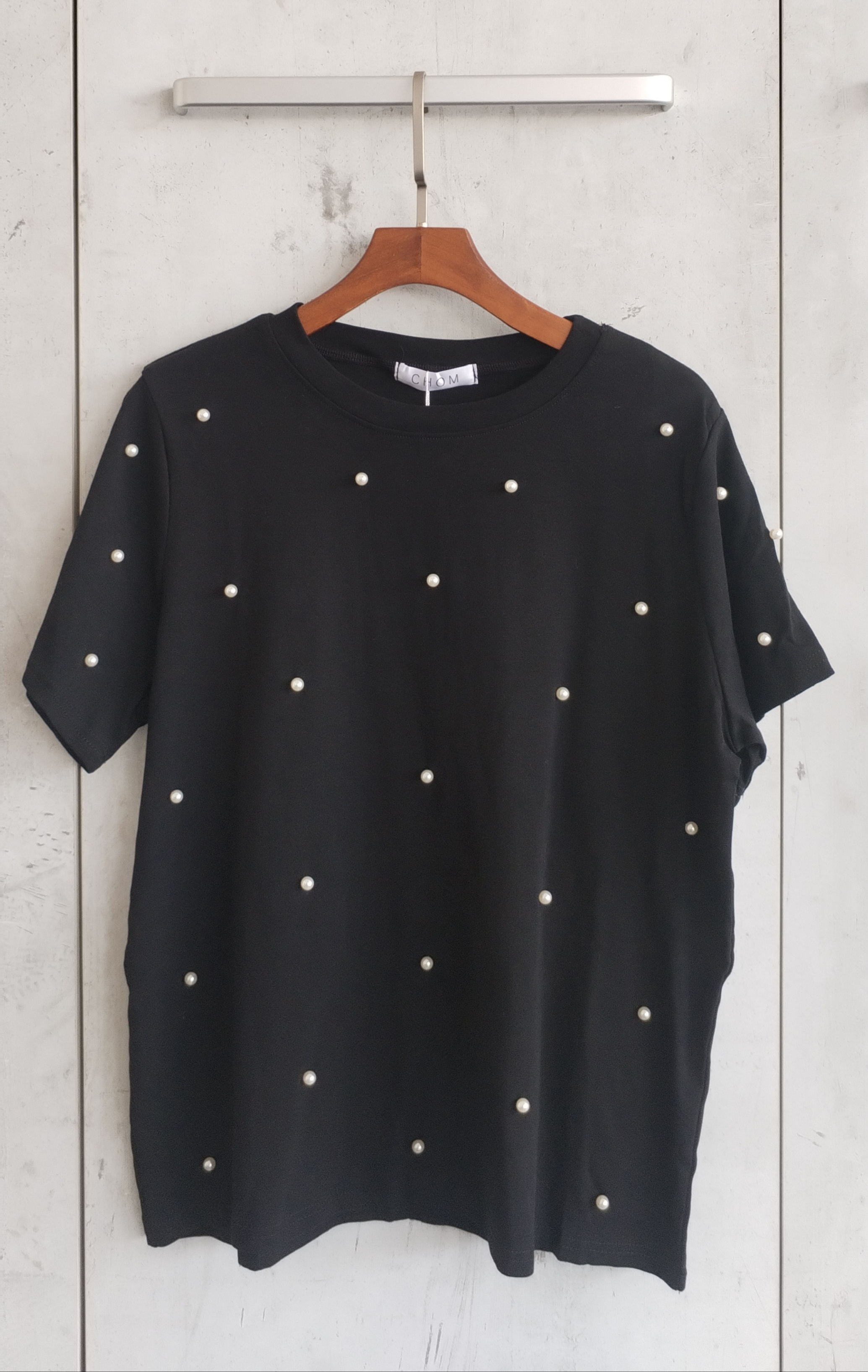 2754 Pochette Pearl-Studded Cotton Top (B 50-53cm; L 60cm)