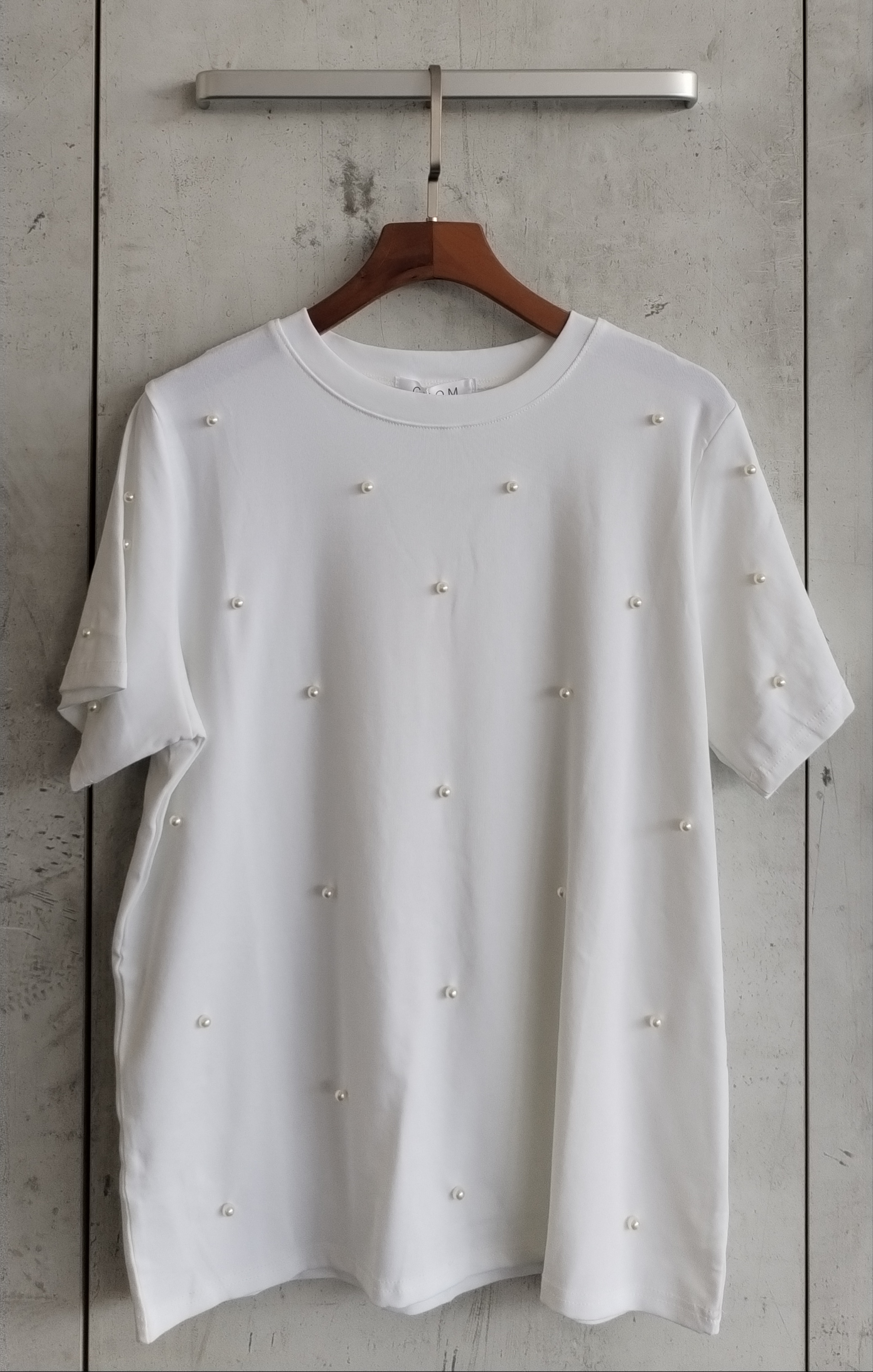 2754 Pochette Pearl-Studded Cotton Top (B 50-53cm; L 60cm)