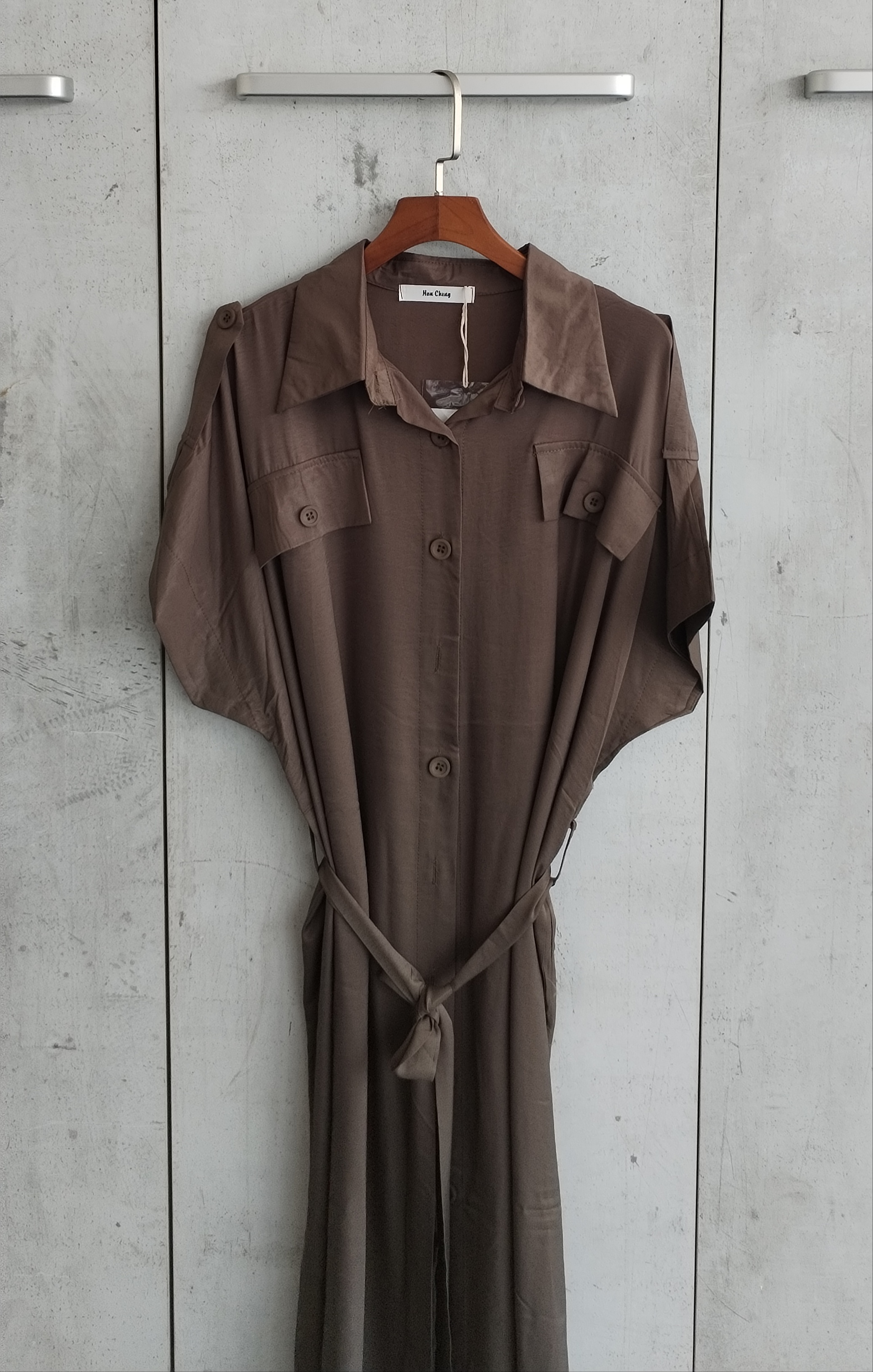 2359 Bravine Button Down Cap Sleeve Shirt Dress (B 64cm; H 66cm; L 112cm)