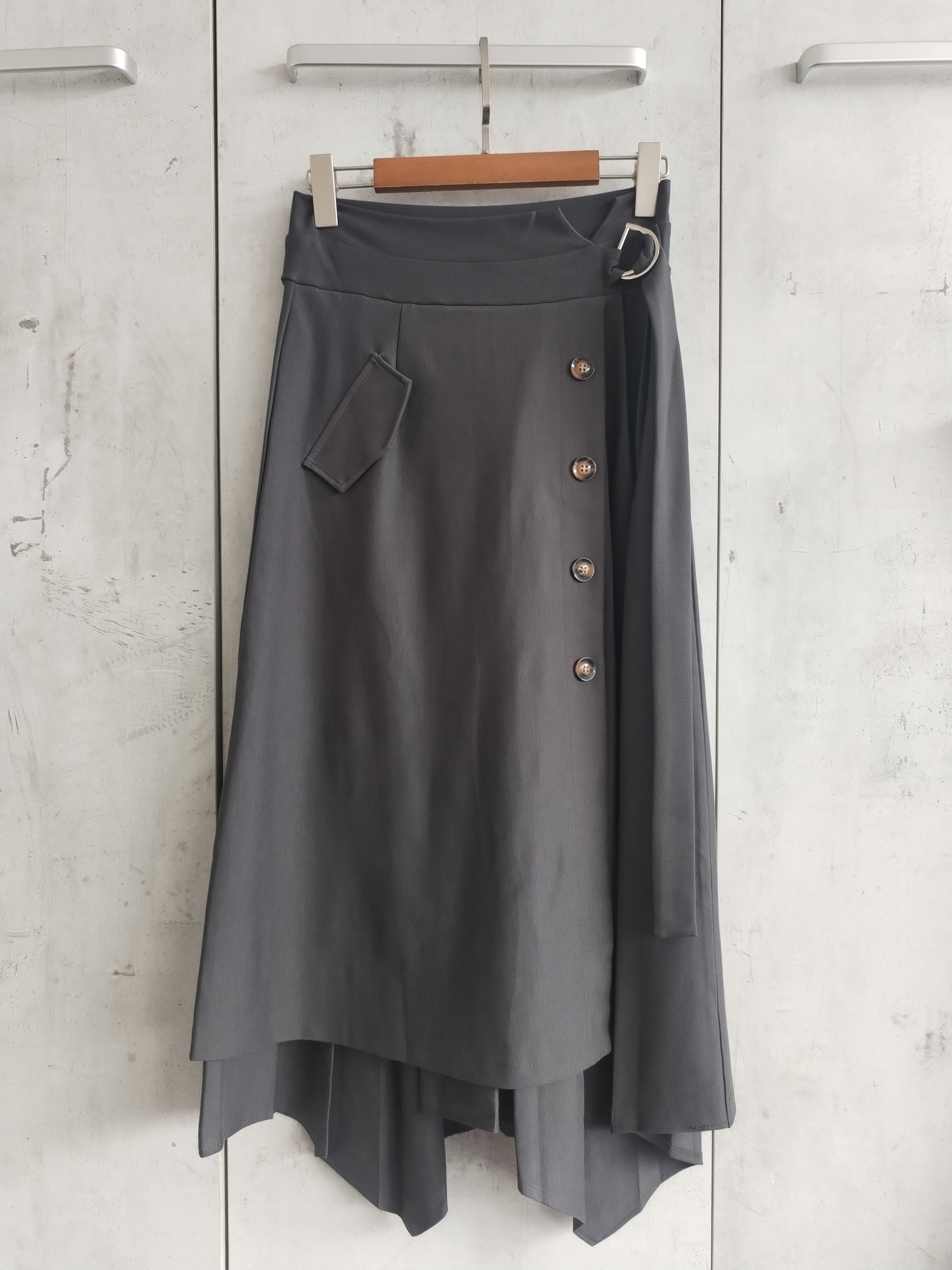 017 Asheryn Button-Embellished A-Line Skirt (UW 35-45cm; H 48-65cm; L 79cm)