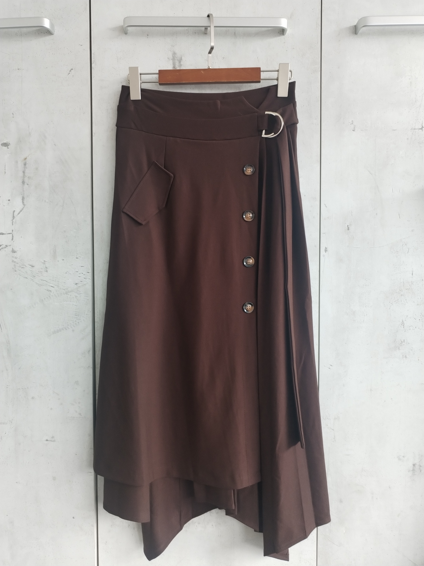 017 Asheryn Button-Embellished A-Line Skirt (UW 35-45cm; H 48-65cm; L 79cm)