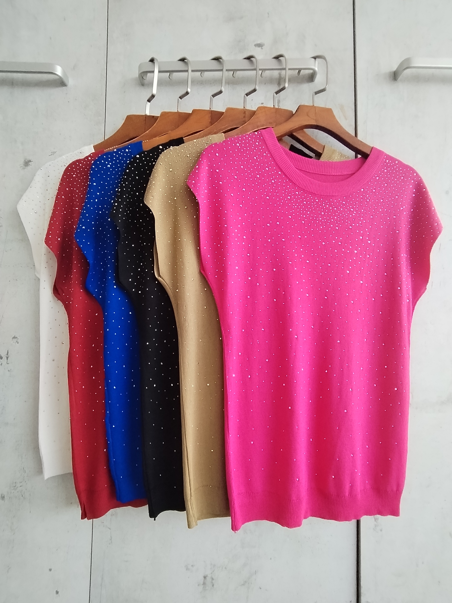 2819 Dazzy Dazzling Cap Sleeve Knit Top (B 39-53cm; L 53cm)