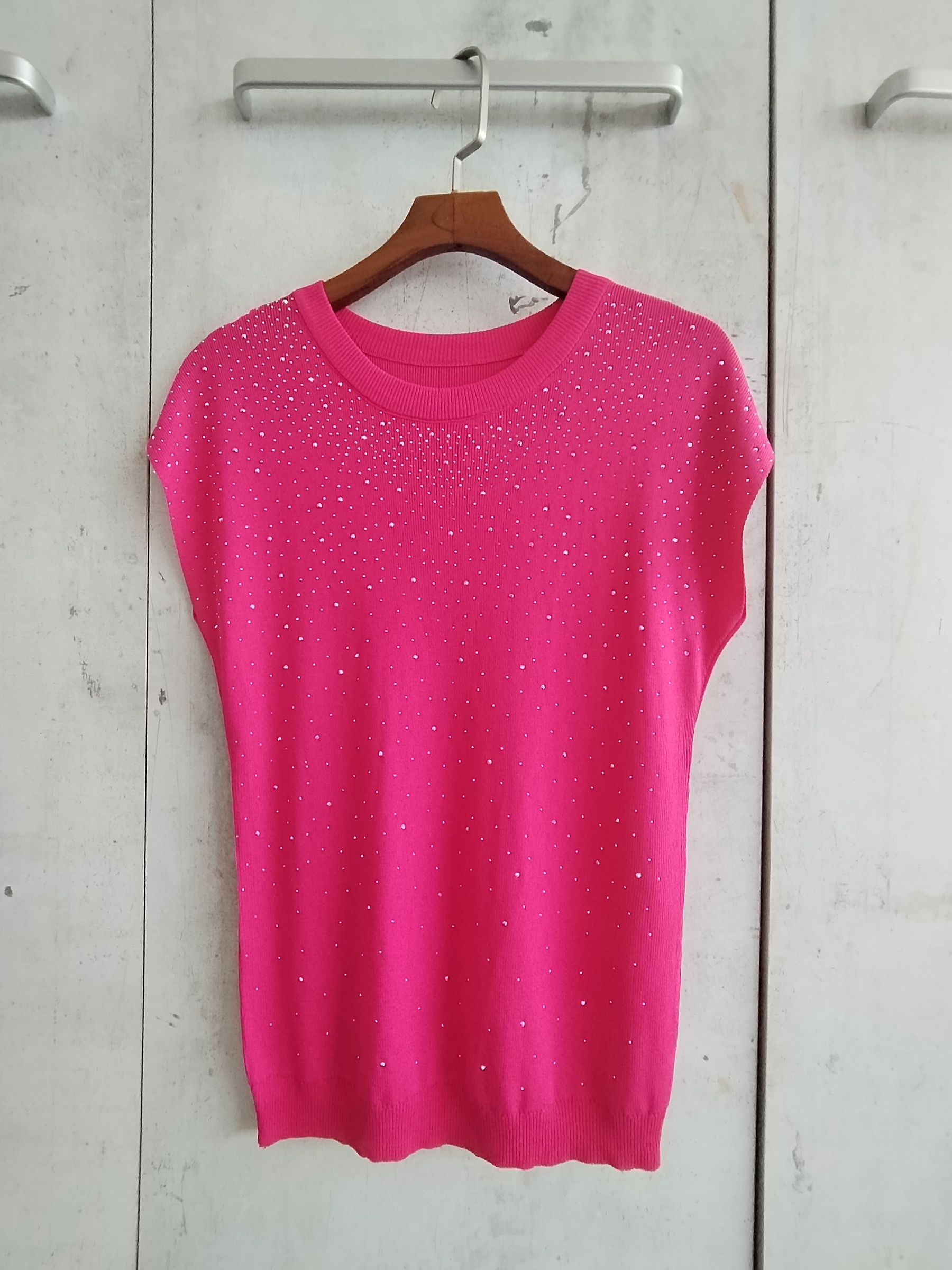 2819 Dazzy Dazzling Cap Sleeve Knit Top (B 39-53cm; L 53cm)