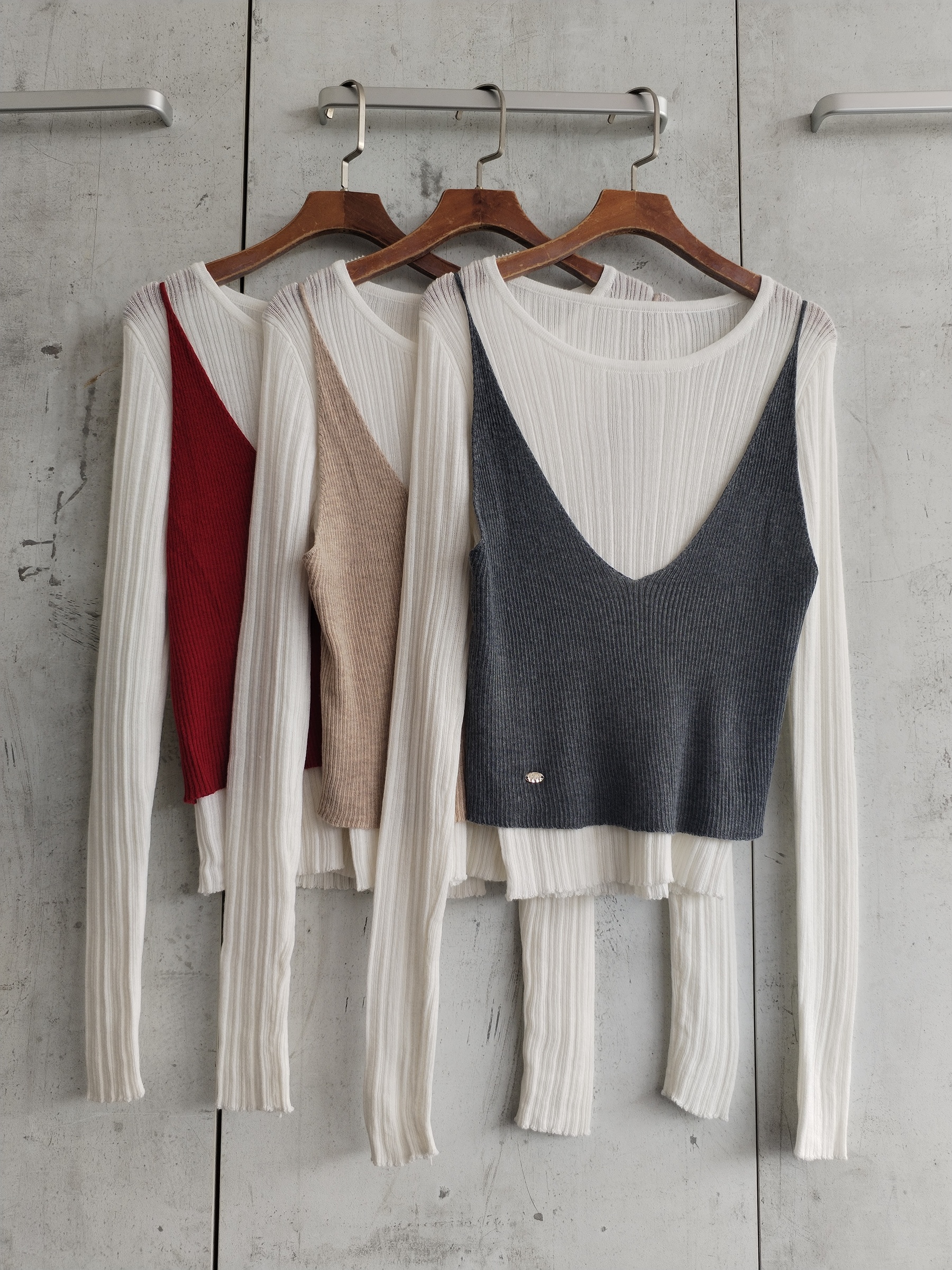 8027 Leah Long Sleeve Knit Top w Cami Patch (B 39-51cm; L 50cm)