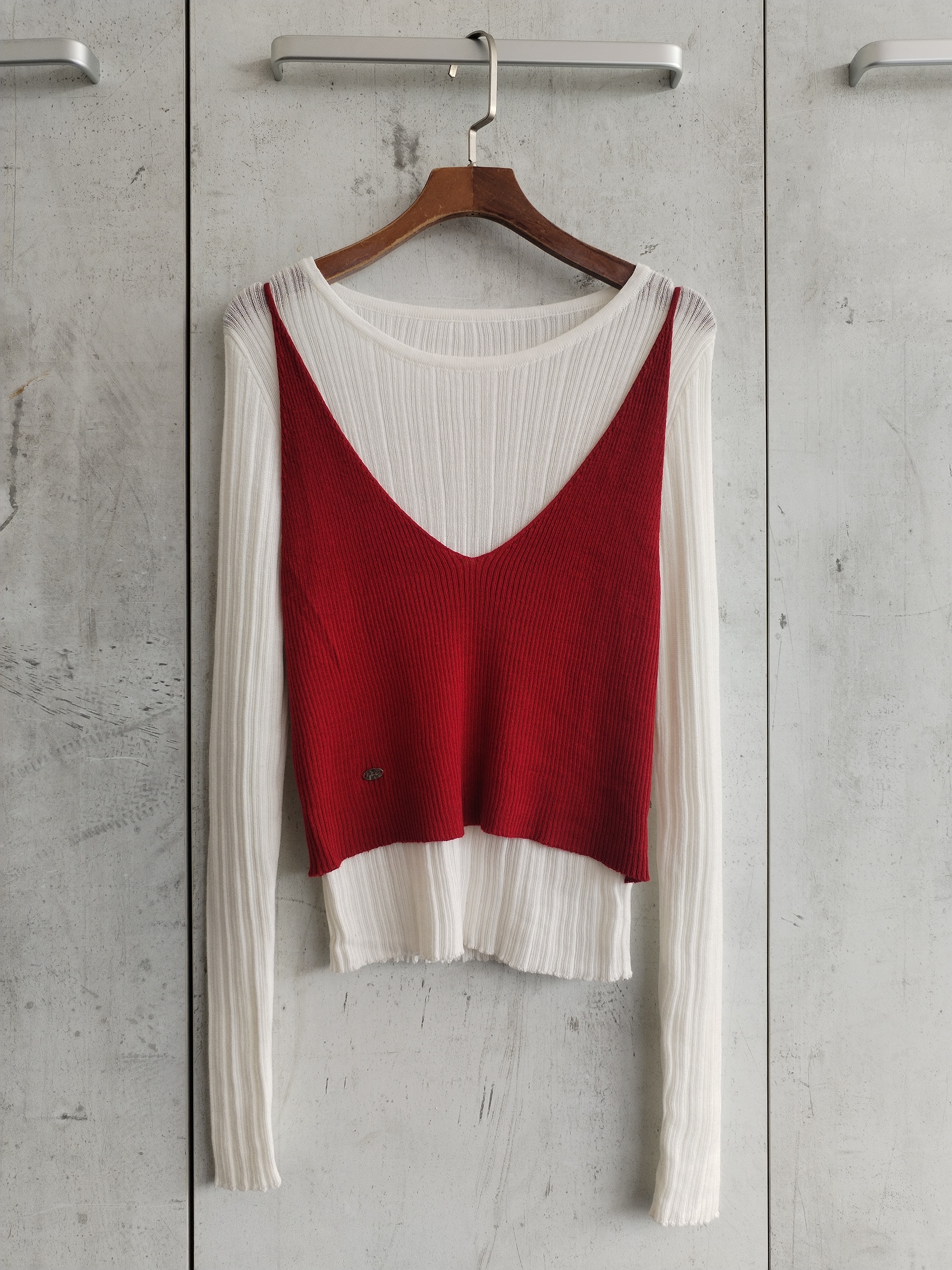 8027 Leah Long Sleeve Knit Top w Cami Patch (B 39-51cm; L 50cm)