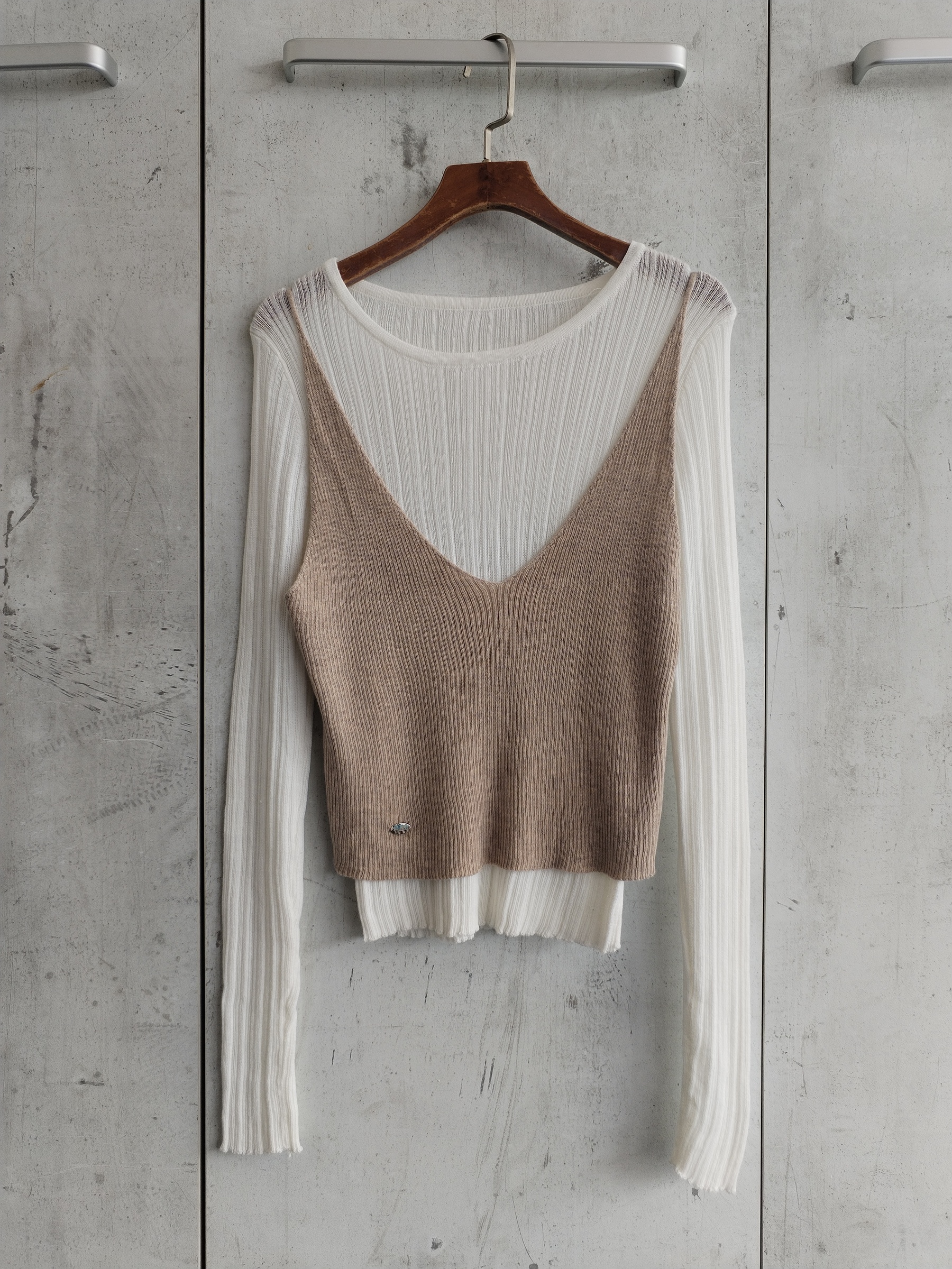 8027 Leah Long Sleeve Knit Top w Cami Patch (B 39-51cm; L 50cm)