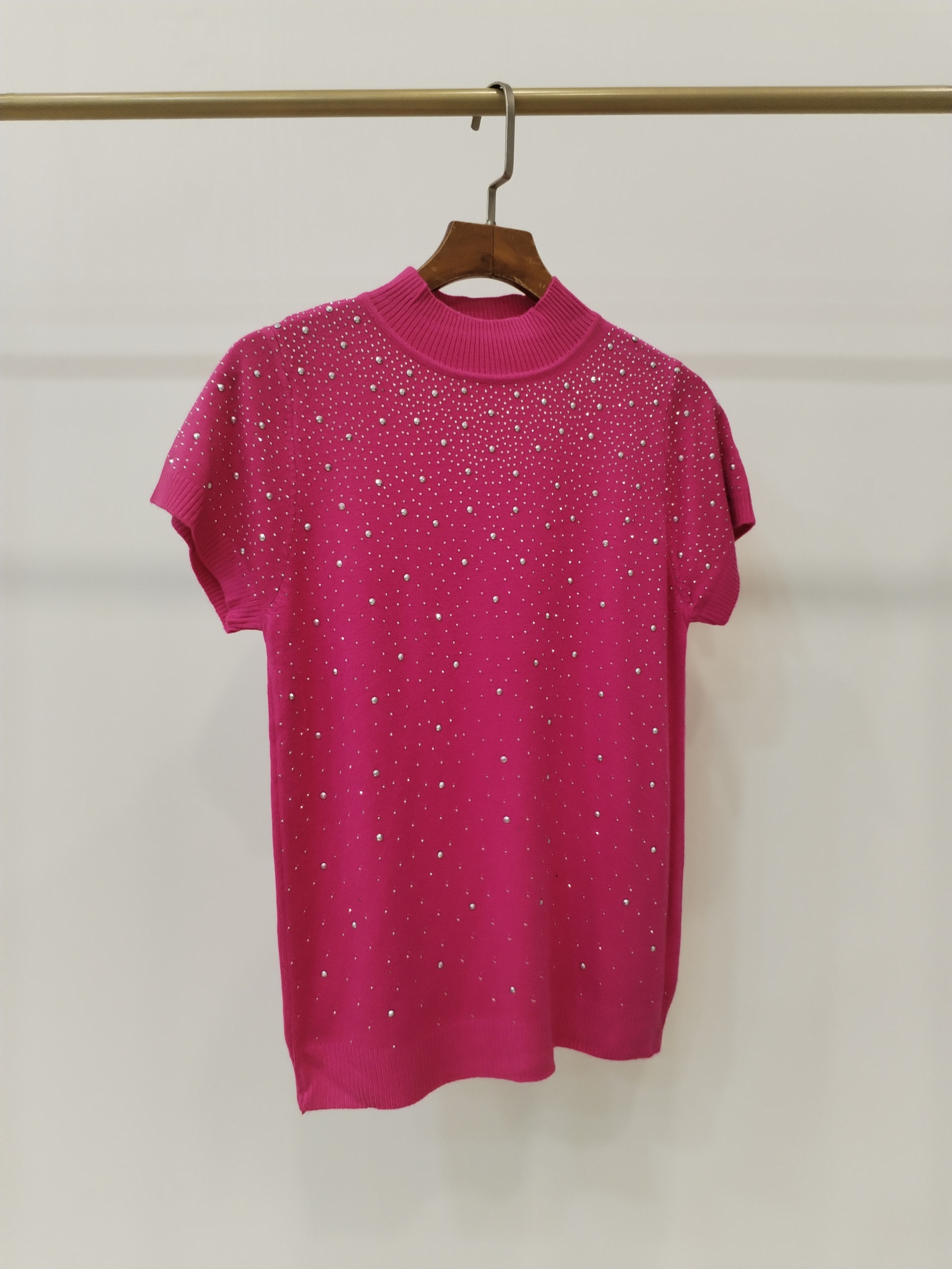 0128 Drewie Dazzling Rhinestone-Embellished Knit Top (B 38-51cm; L 51cm)
