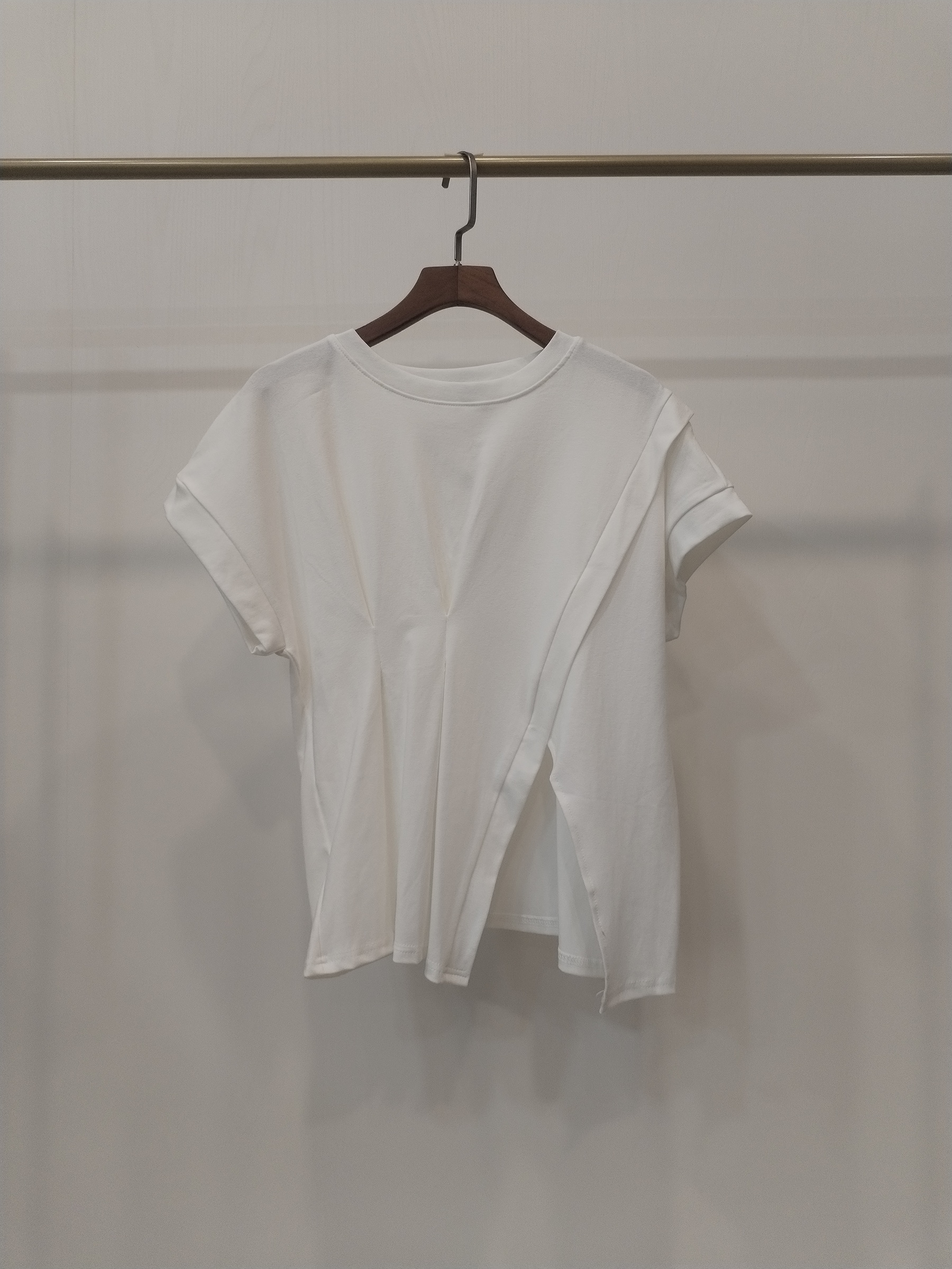 2846 Asantè Asymmetrical Front Slit Cap Sleeve Cotton Top (B 45-54cm; L 37/60cm)