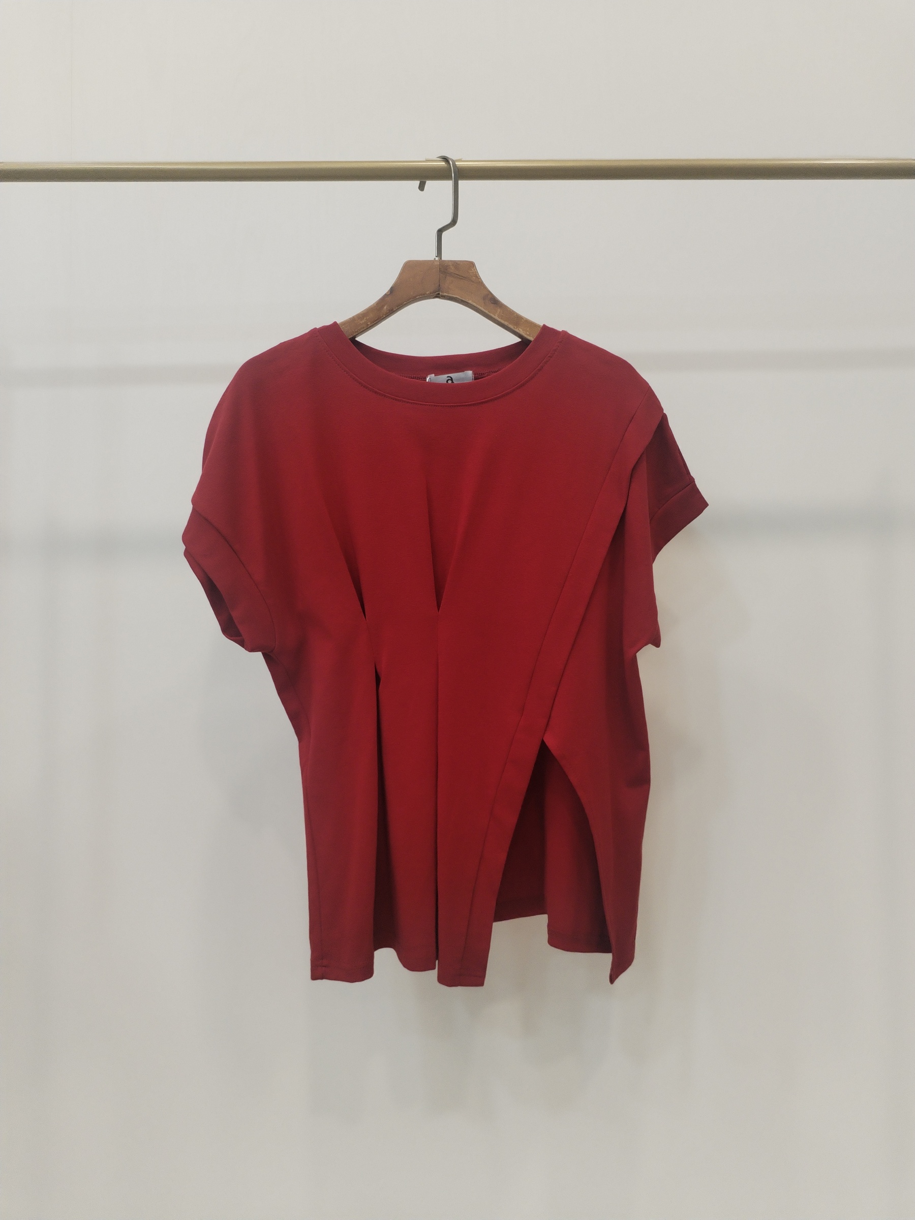 2846 Asantè Asymmetrical Front Slit Cap Sleeve Cotton Top (B 45-54cm; L 37/60cm)