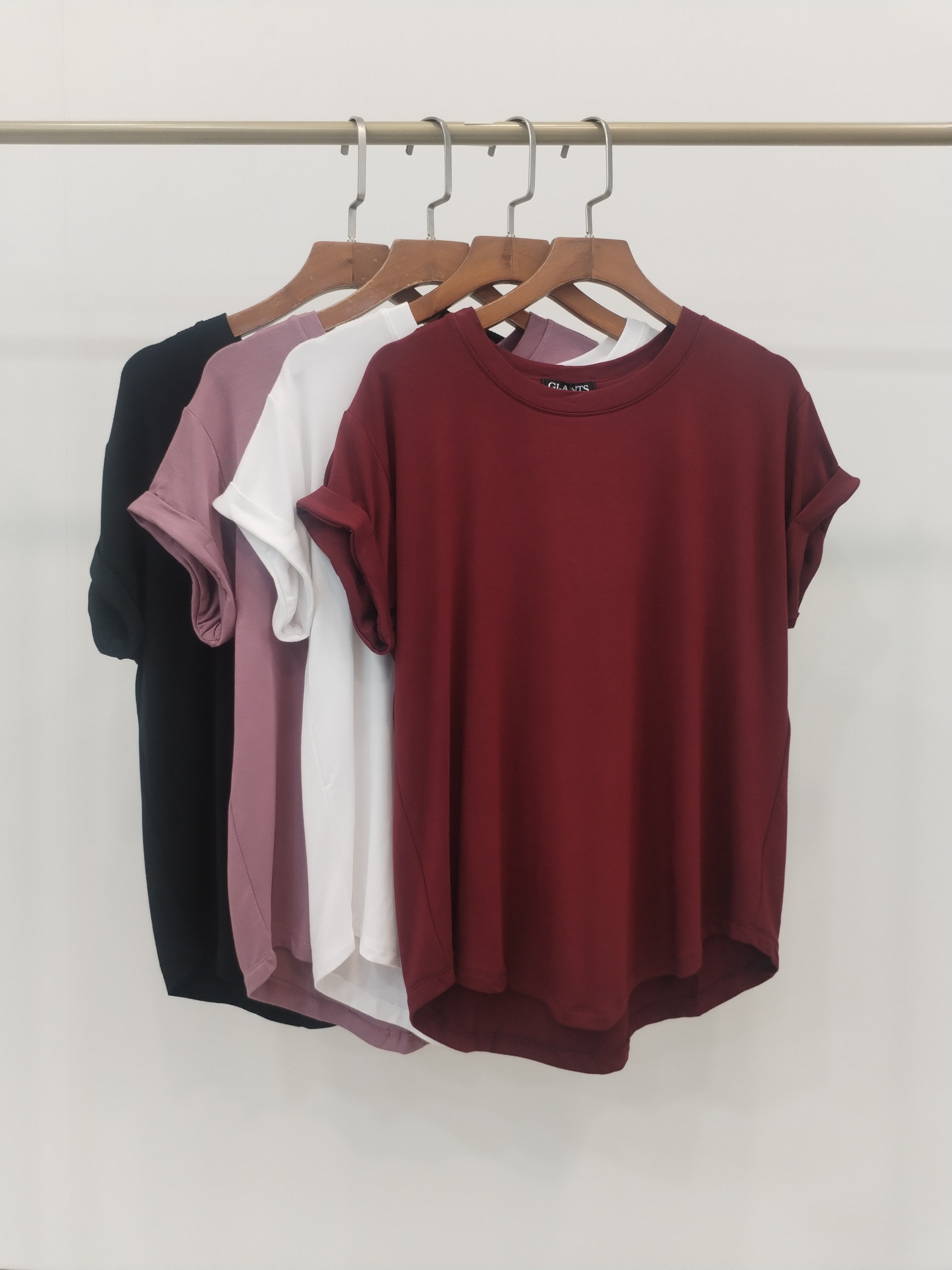 2851 Fortuna Folded Sleeve Round Neck Soft Cotton Top (B 48-54cm; L 48/ 58cm)