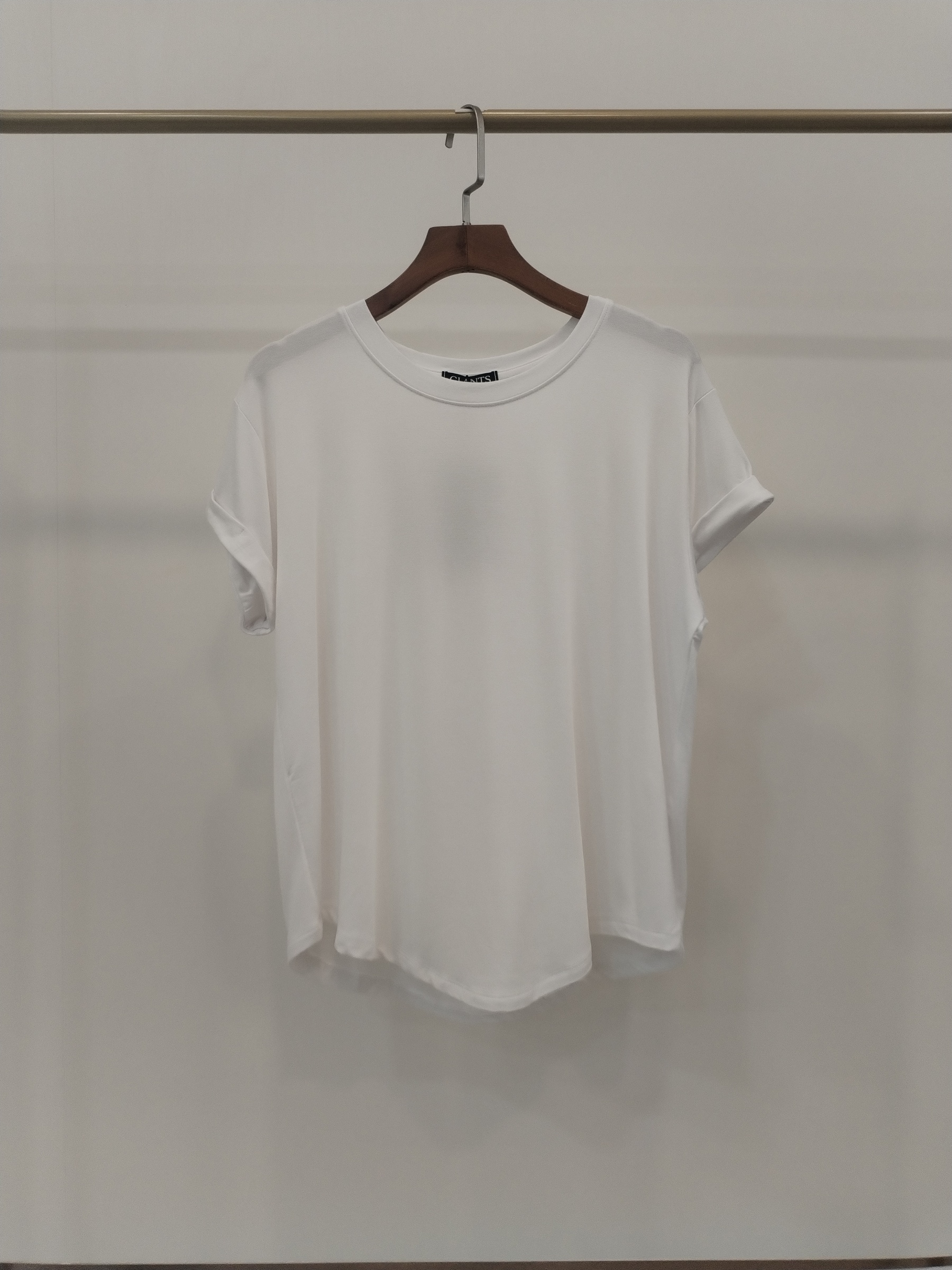 2851 Fortuna Folded Sleeve Round Neck Soft Cotton Top (B 48-54cm; L 48/ 58cm)