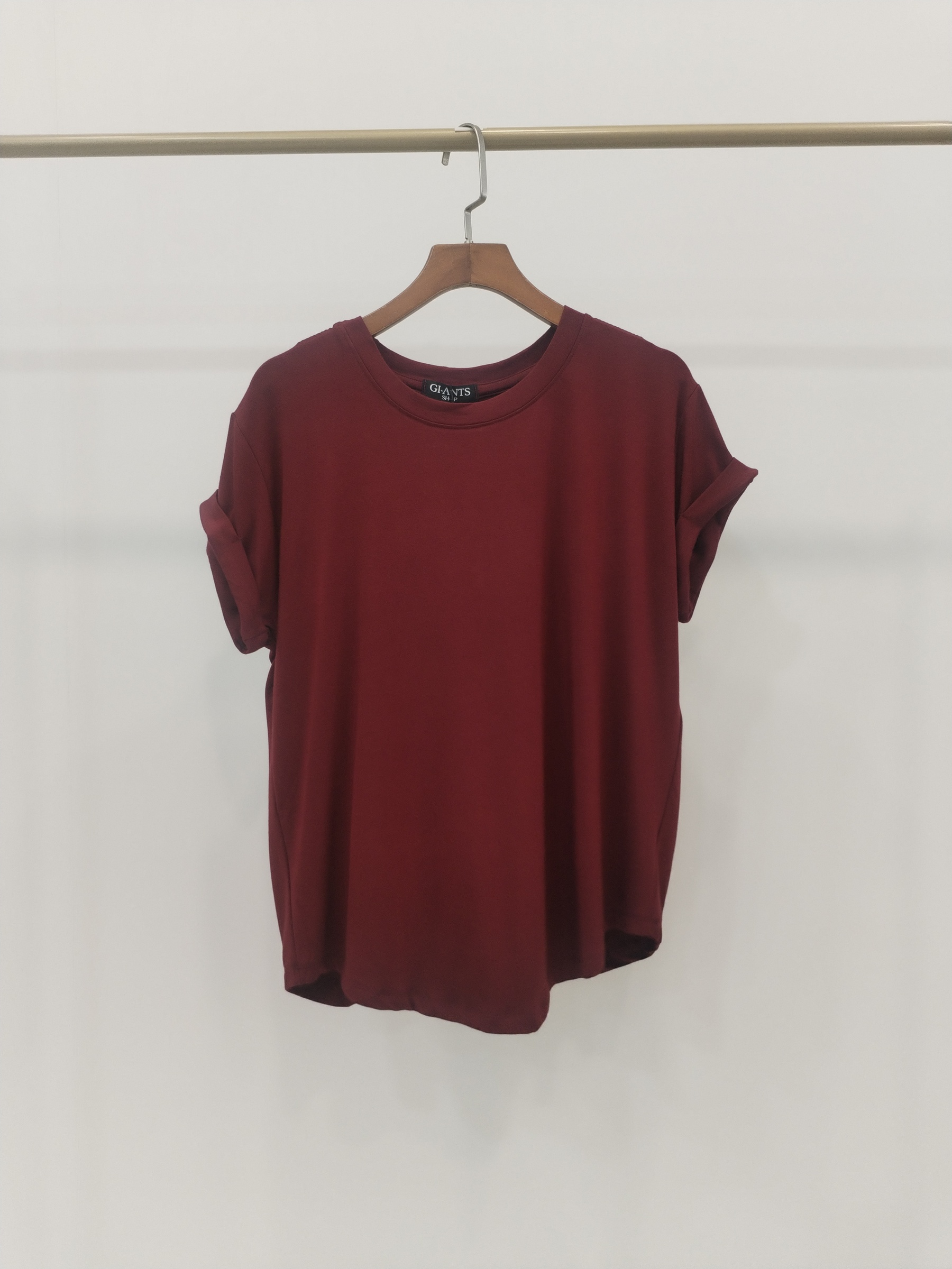 2851 Fortuna Folded Sleeve Round Neck Soft Cotton Top (B 48-54cm; L 48/ 58cm)