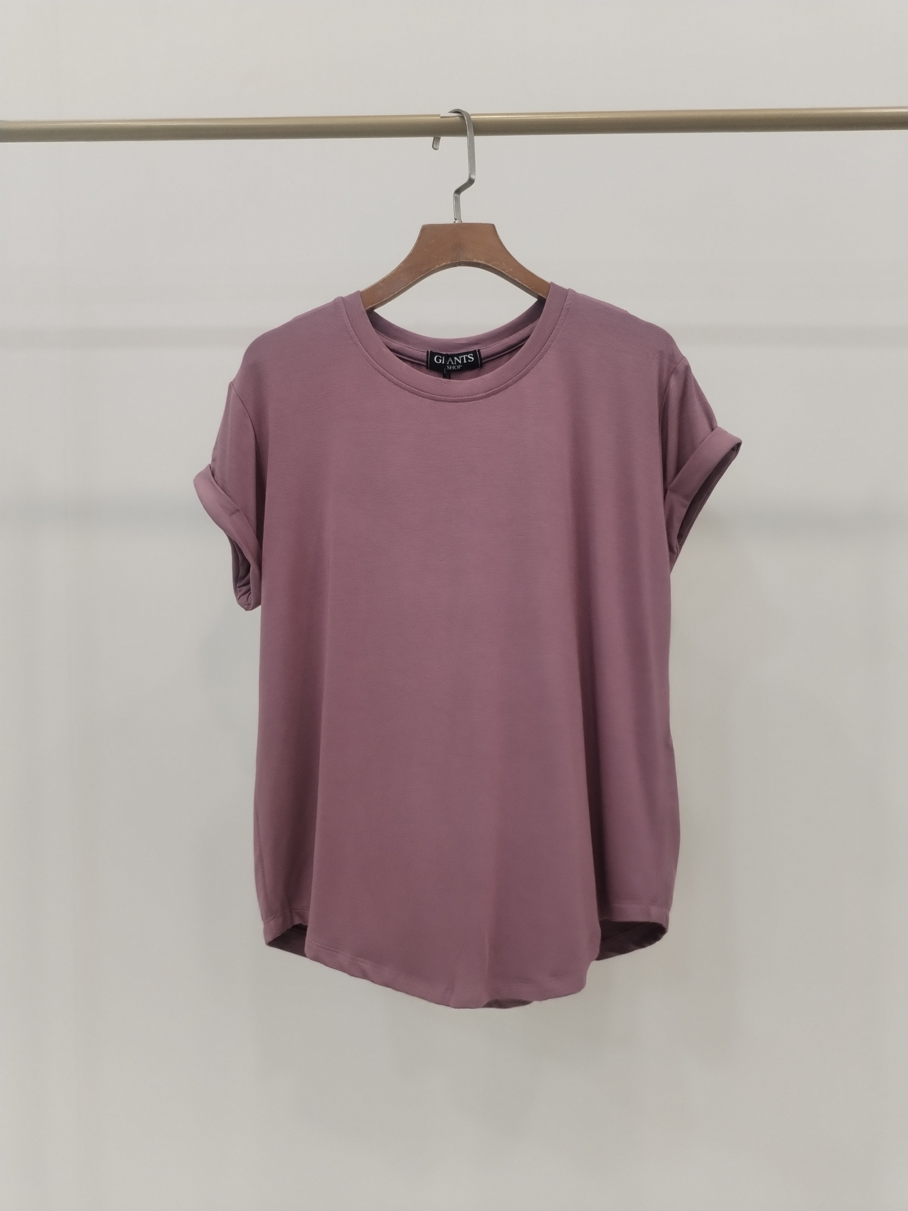 2851 Fortuna Folded Sleeve Round Neck Soft Cotton Top (B 48-54cm; L 48/ 58cm)