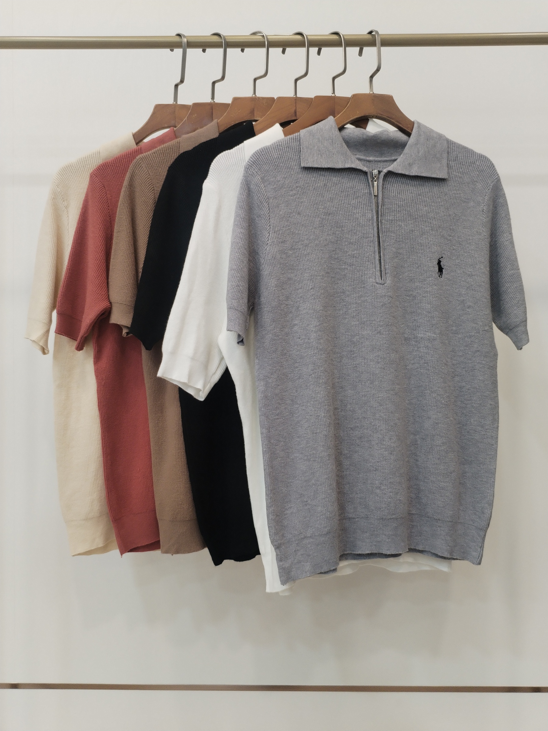 2873 Romania Ribbed Polo Knit Top w Collar (B 44-54cm; L 59cm)