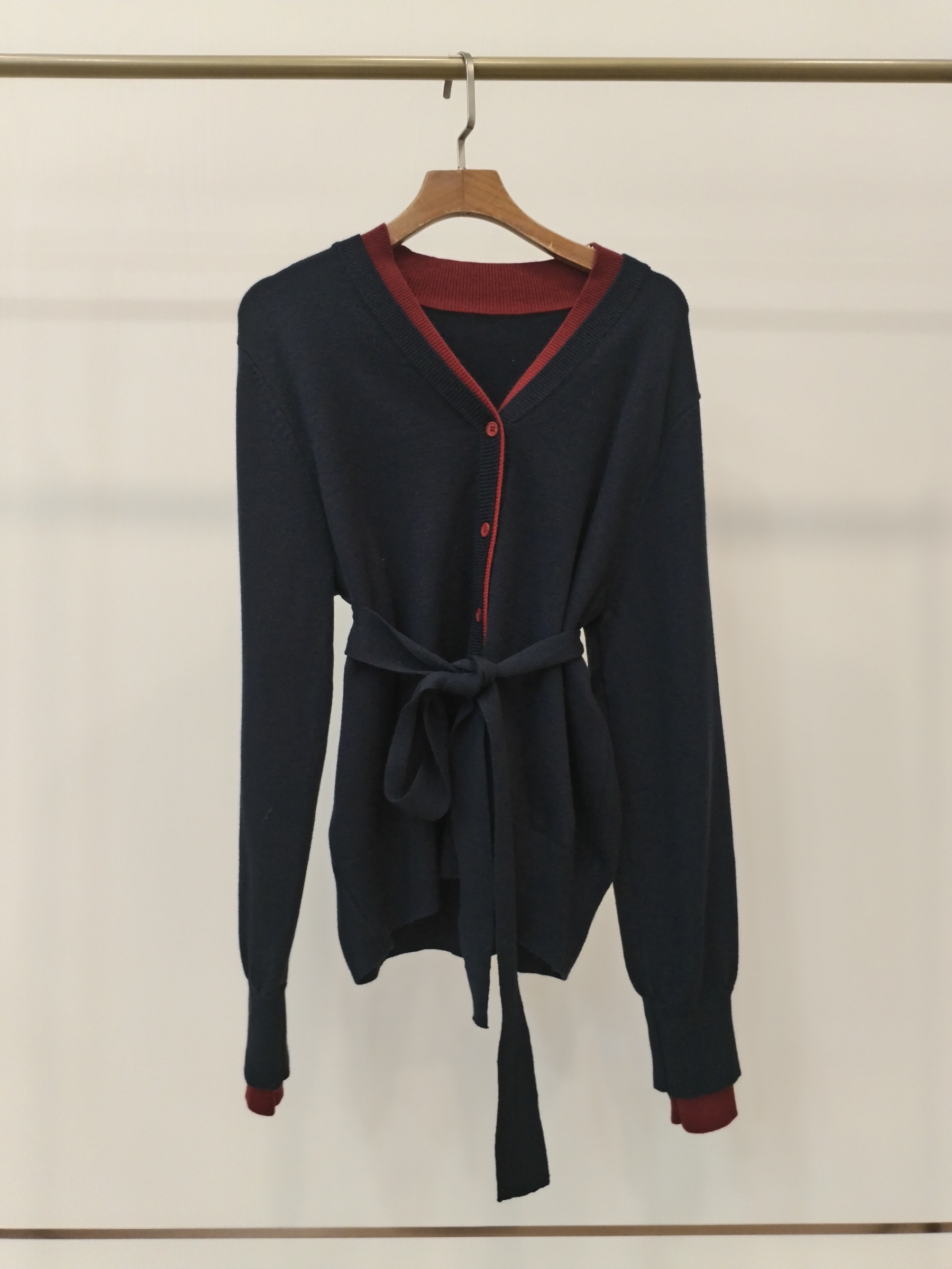 1618 Sashka V-Neck Knit Cardigan w Sash (B 51-57cm; L 56cm)