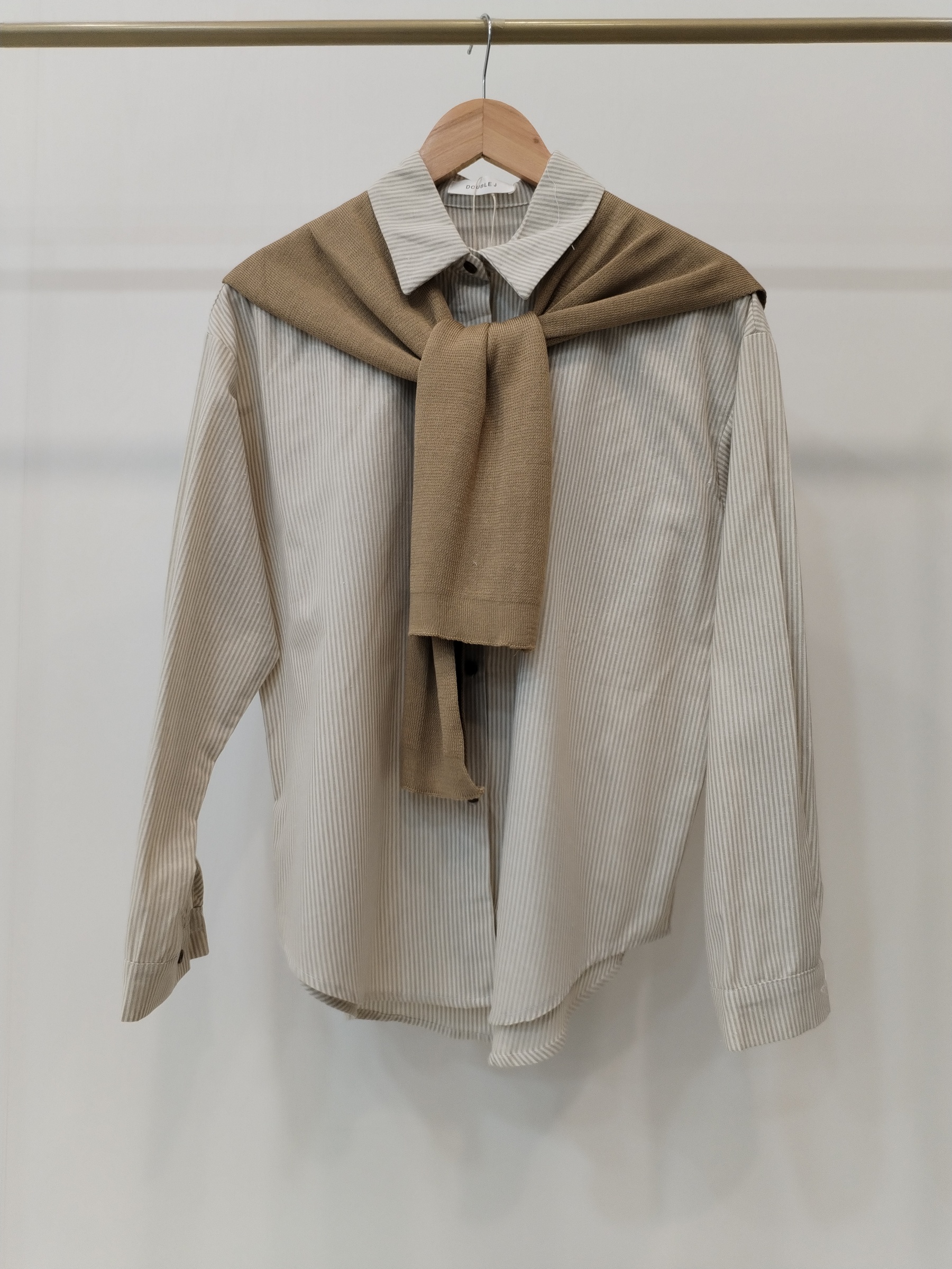 2532 Reanette Striped Shirt w Collar Layering Shawl (B 57cm; L 63cm)