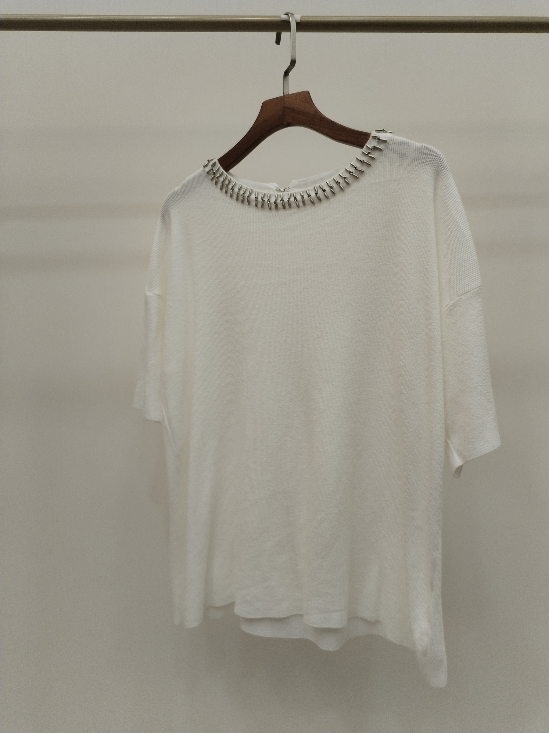 1786 Narissa Bead Embellished Neck Cap Sleeve Knit Top (B 47-54cm; L 55cm)